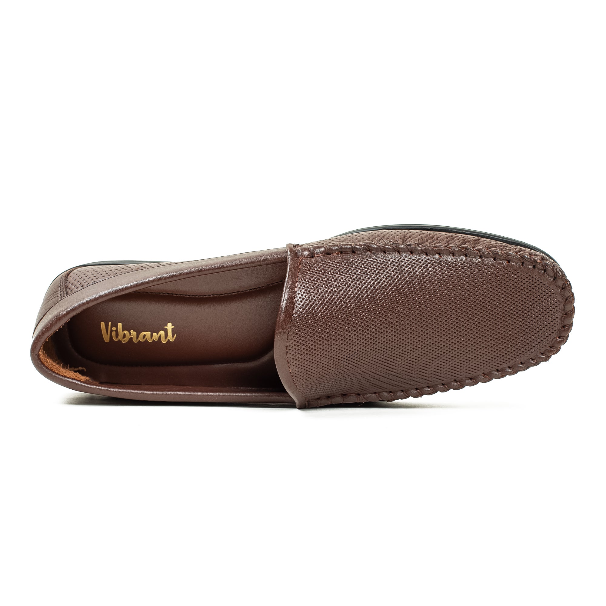 Men's Brown Printed Leather Moccasin Shoes | Vibrant® Cushioned Comfort with TPR Outsole