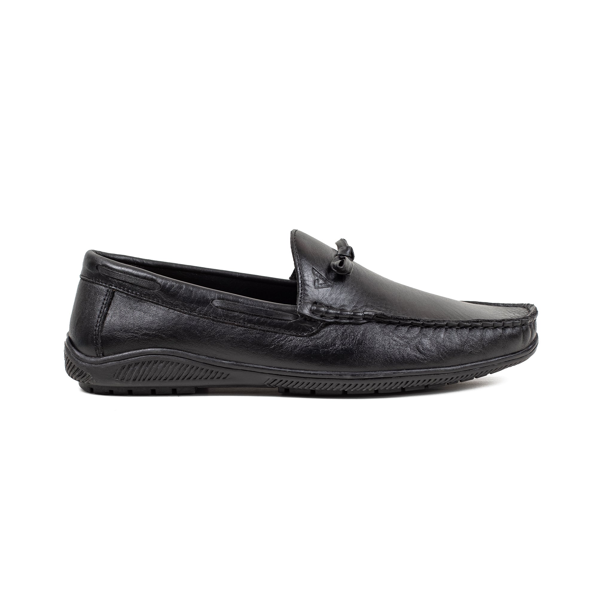 Men's Black Leather Moccasin Shoes | Vibrant® Cushioned Comfort with TPR Outsole