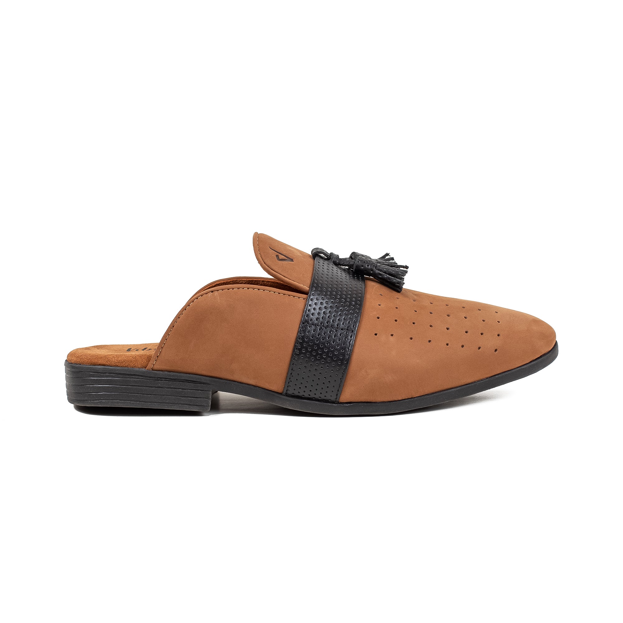 Men's Brown Nubuck Leather Slip-On Half Shoes | Vibrant® Stylish Comfort with TPR Outsole