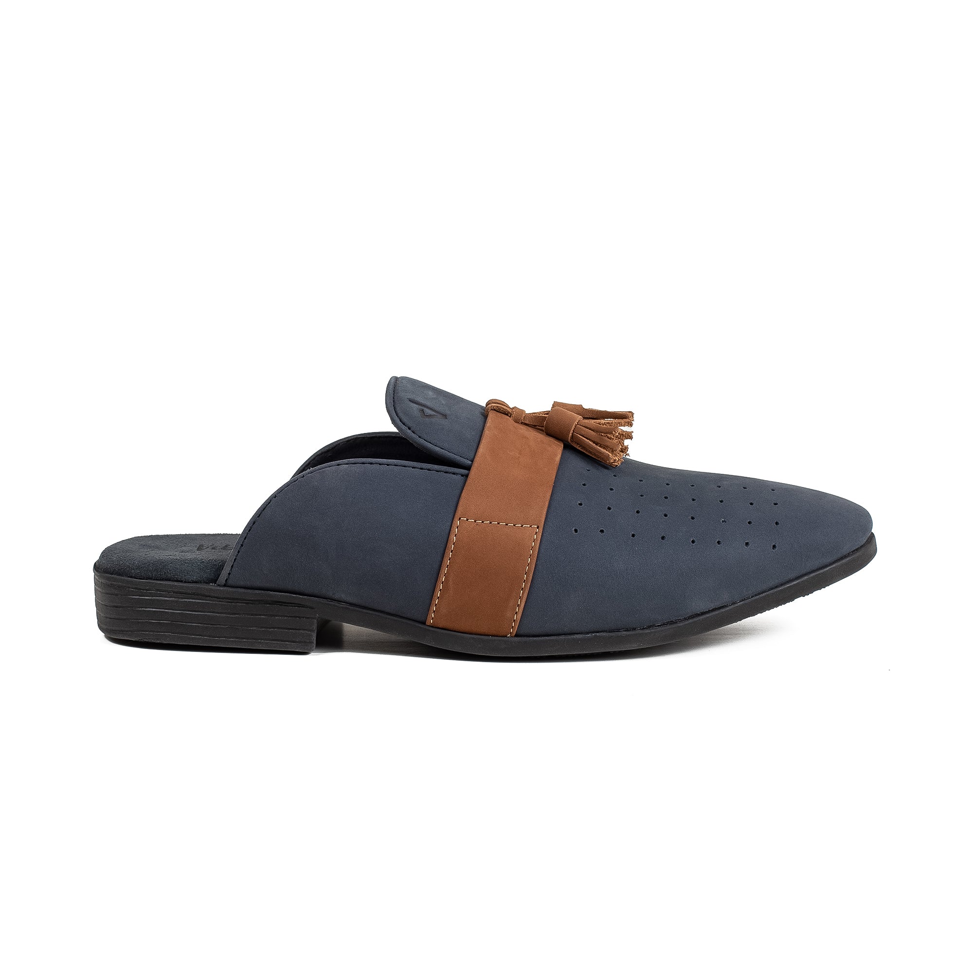 Men's Navy Nubuck Leather Slip-On Half Shoes | Vibrant® Stylish Comfort with TPR Outsole