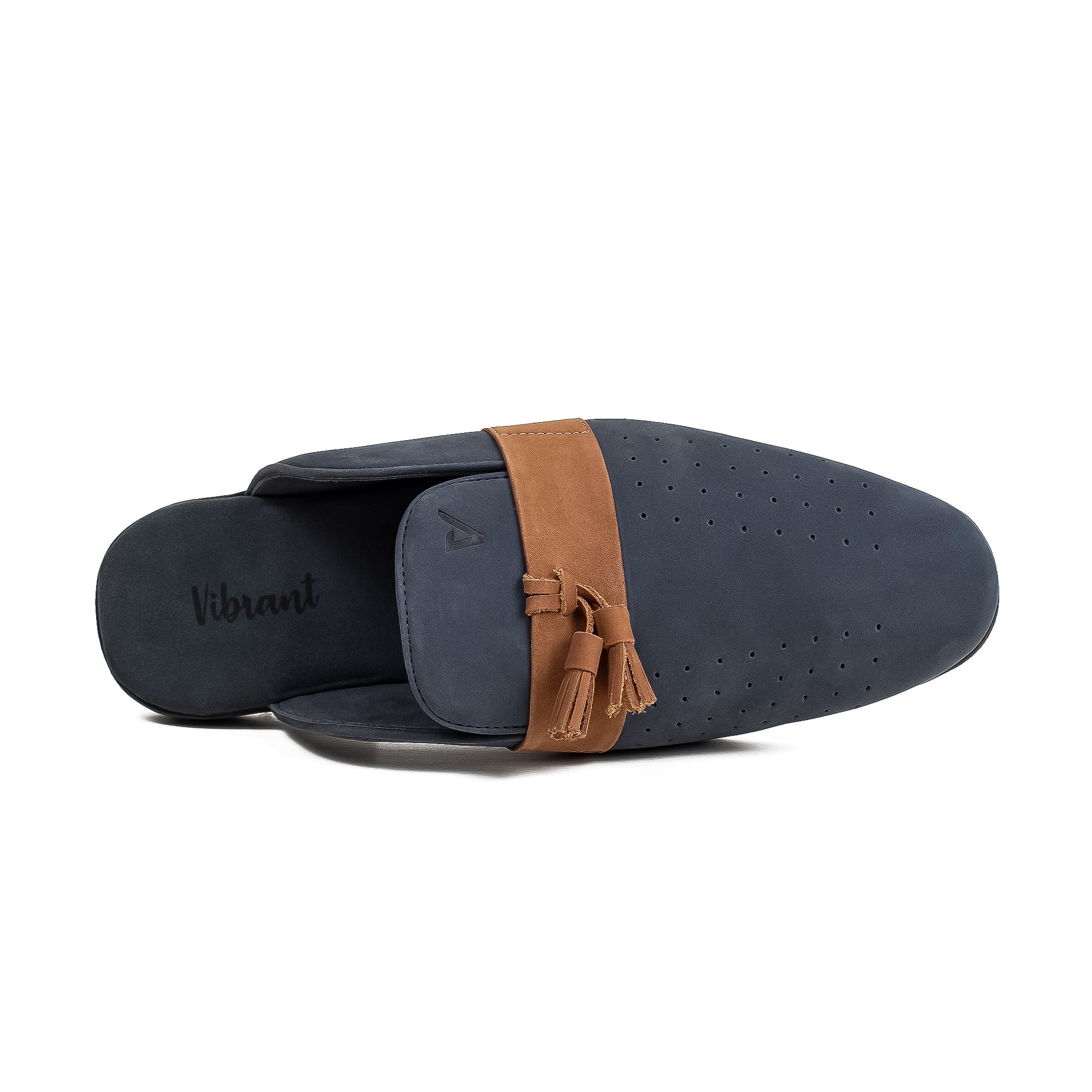 Men's Navy Nubuck Leather Slip-On Half Shoes | Vibrant® Stylish Comfort with TPR Outsole