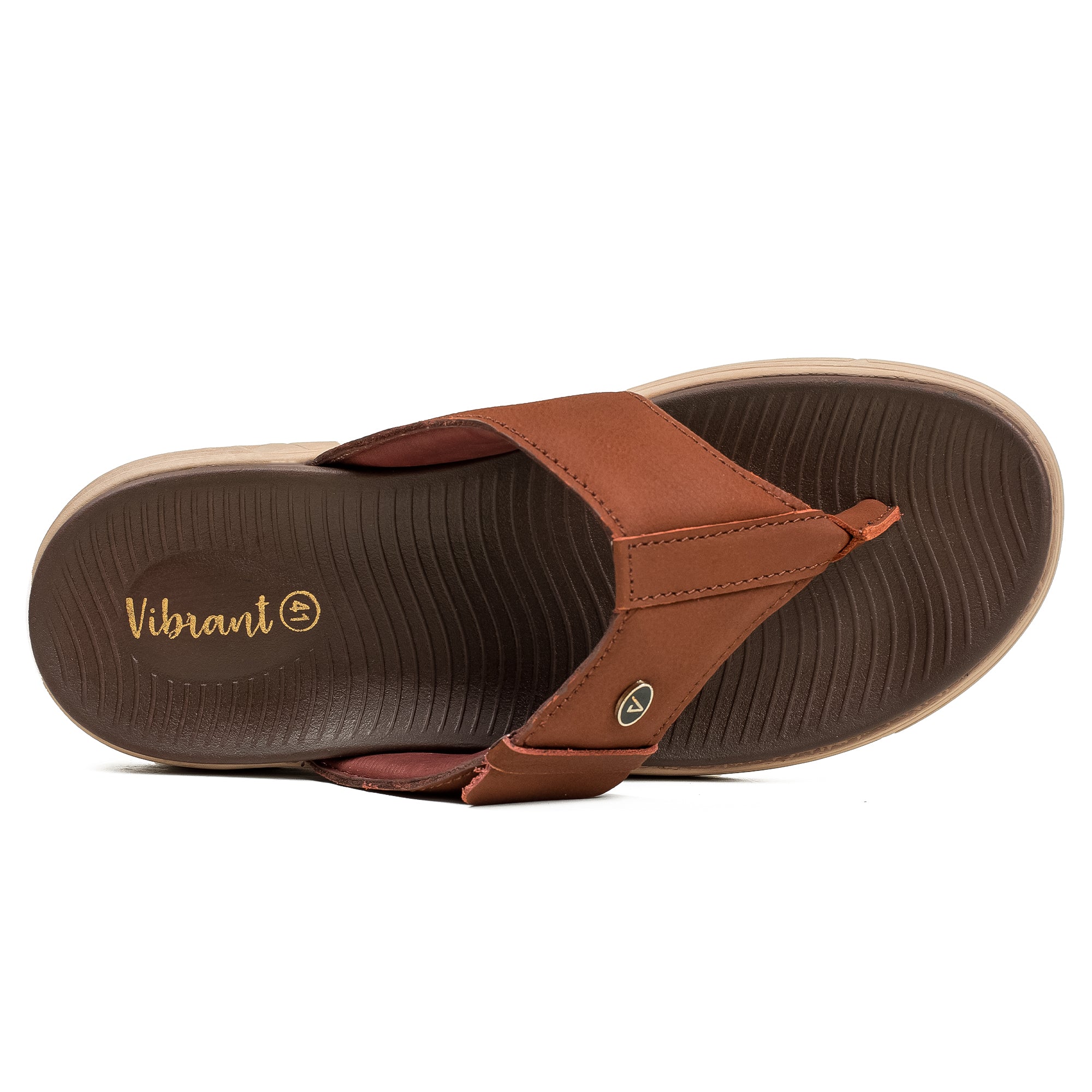 Vibrant Men's Brown Nubuck Leather Toe-Post Sandal – Lightweight Phylon Sole & Cushioned Insole for Maximum Comfort & Style