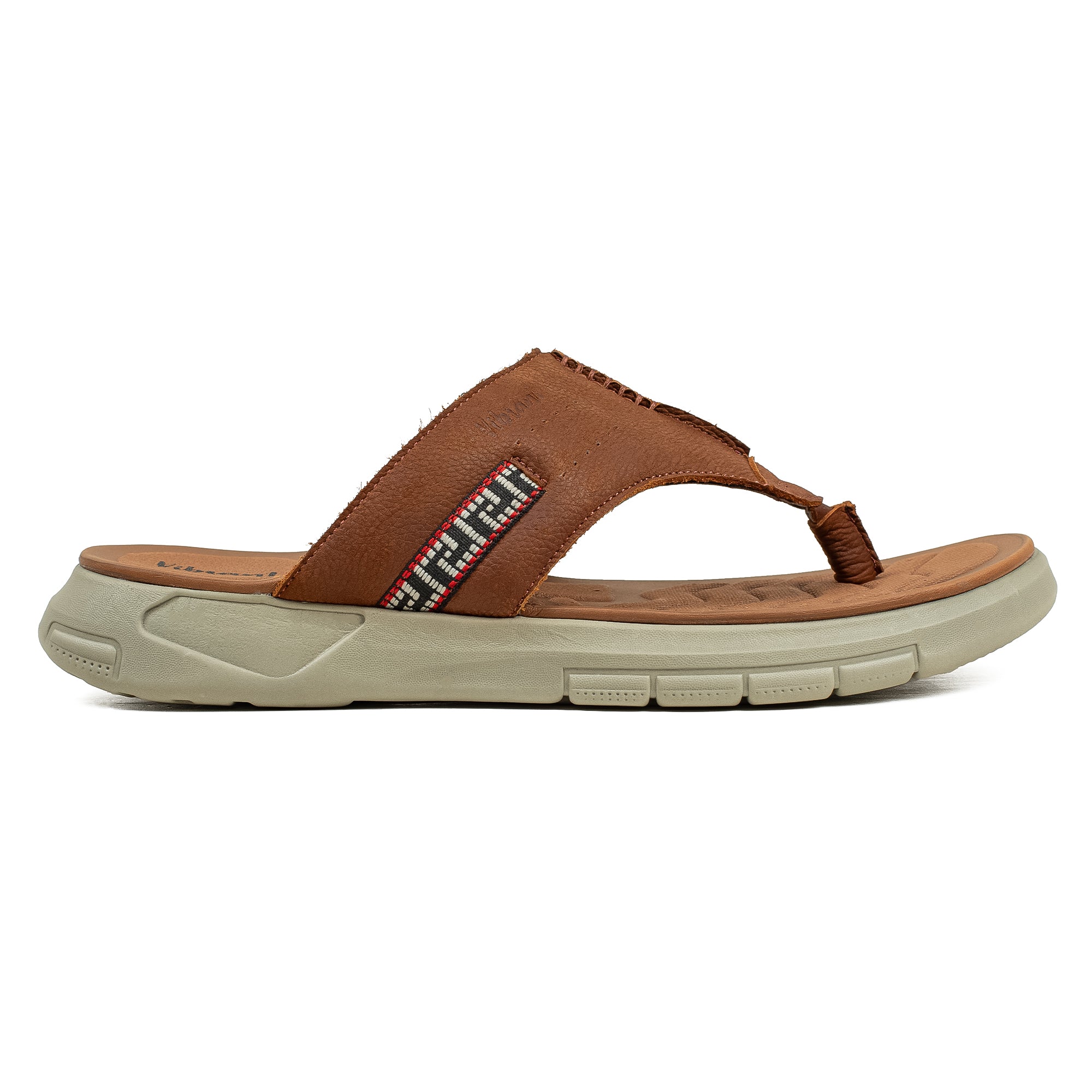 Men's Brown Nubuck Leather Toe-Post Sandals | Vibrant® Summer Sandals with Phylon Outsole and Cushioned Insole