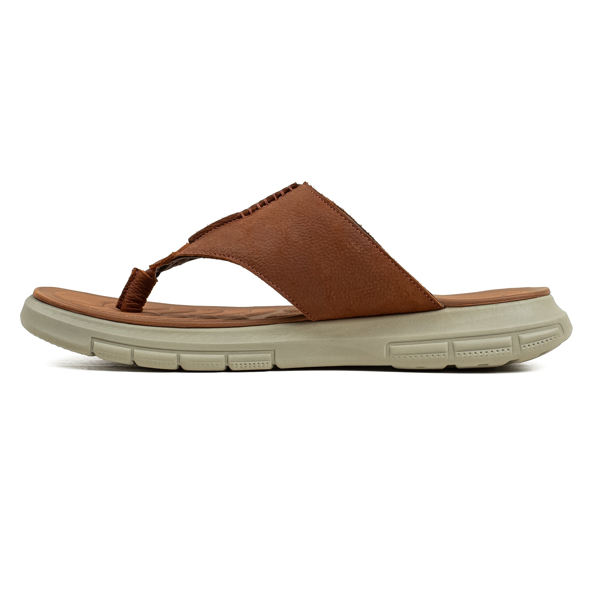 Men's Brown Nubuck Leather Toe-Post Sandals | Vibrant® Summer Sandals with Phylon Outsole and Cushioned Insole