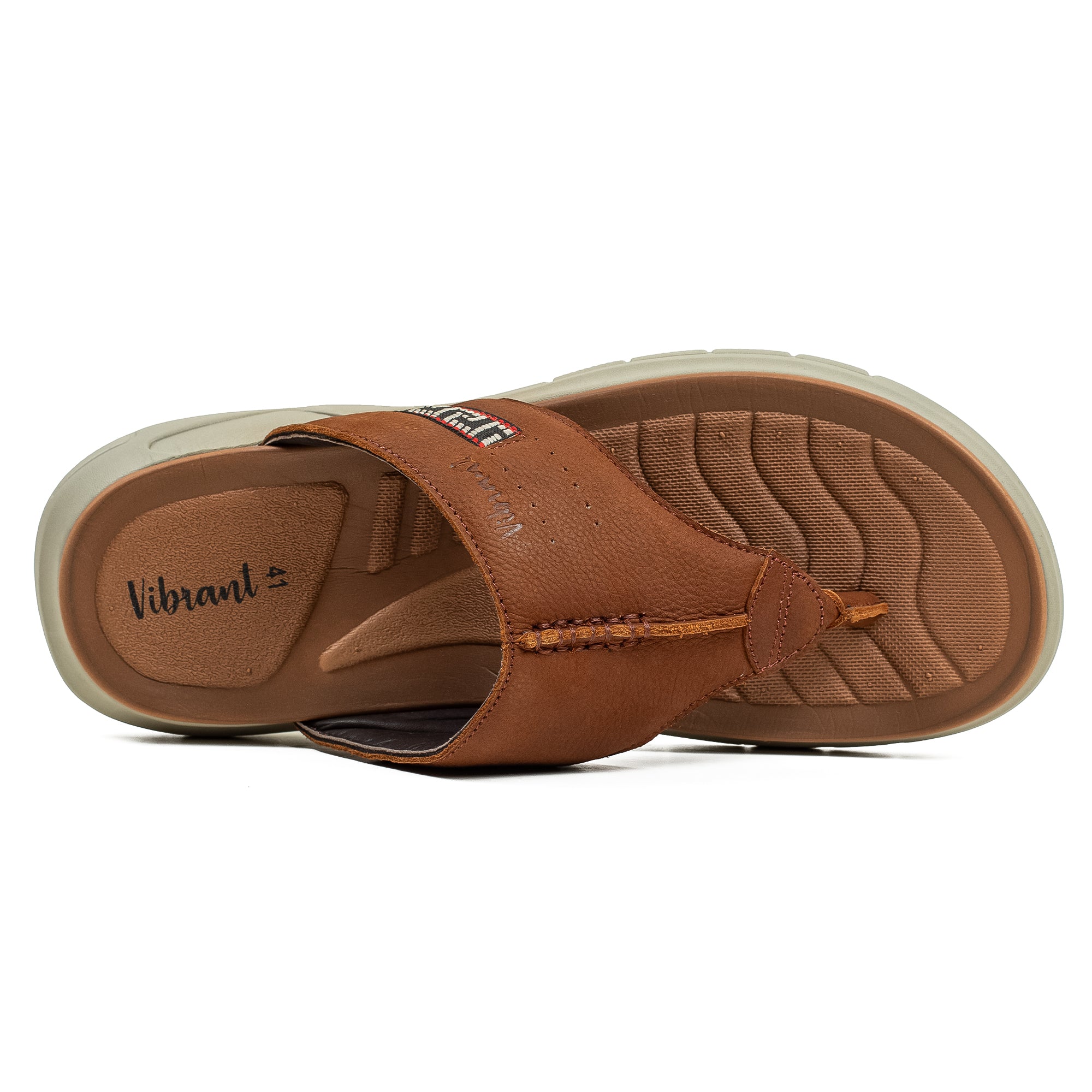 Men's Brown Nubuck Leather Toe-Post Sandals | Vibrant® Summer Sandals with Phylon Outsole and Cushioned Insole