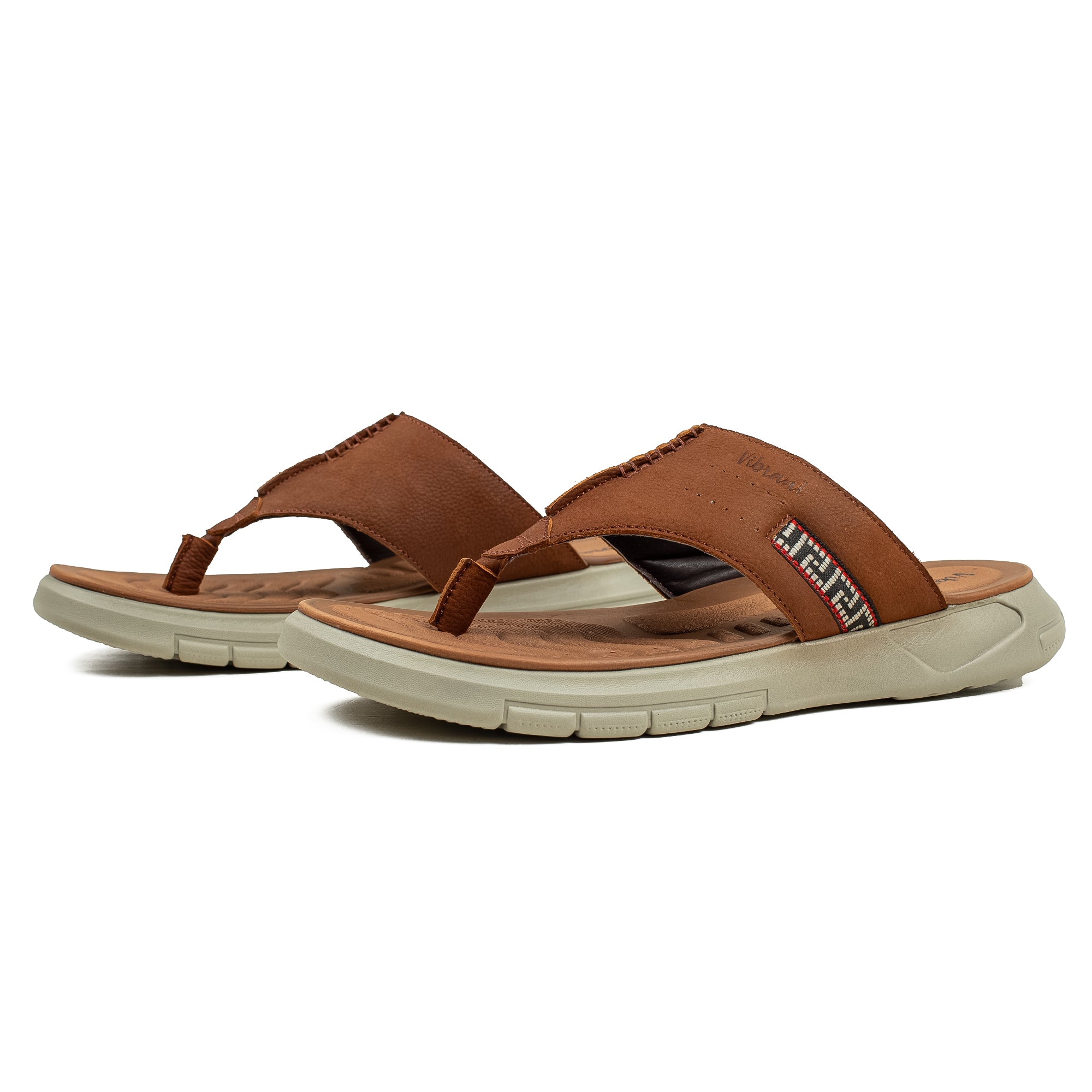 Men's Brown Nubuck Leather Toe-Post Sandals | Vibrant® Summer Sandals with Phylon Outsole and Cushioned Insole