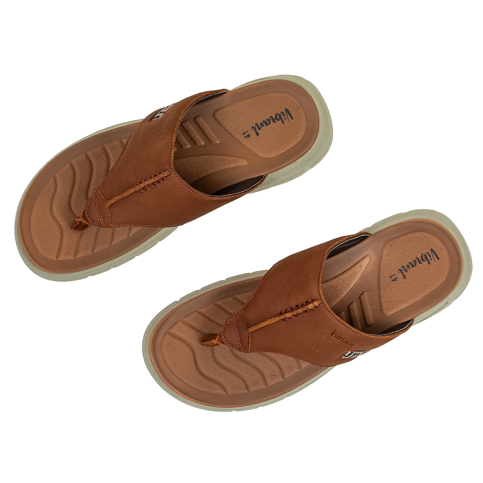 Men's Brown Nubuck Leather Toe-Post Sandals | Vibrant® Summer Sandals with Phylon Outsole and Cushioned Insole