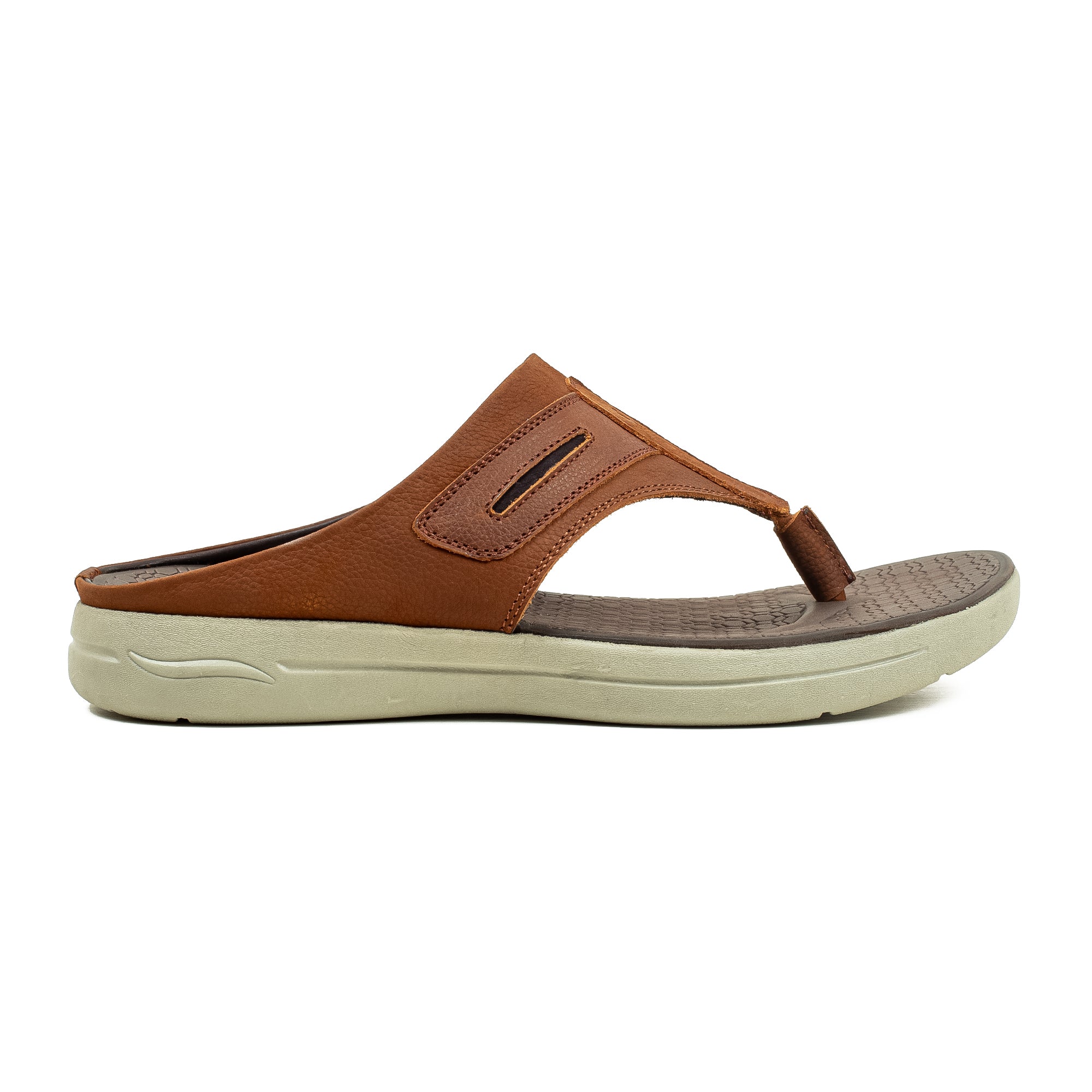 Men's Brown Nubuck Leather Toe-Post Sandals | Vibrant® Summer Sandals with Phylon Outsole and Cushioned Insole