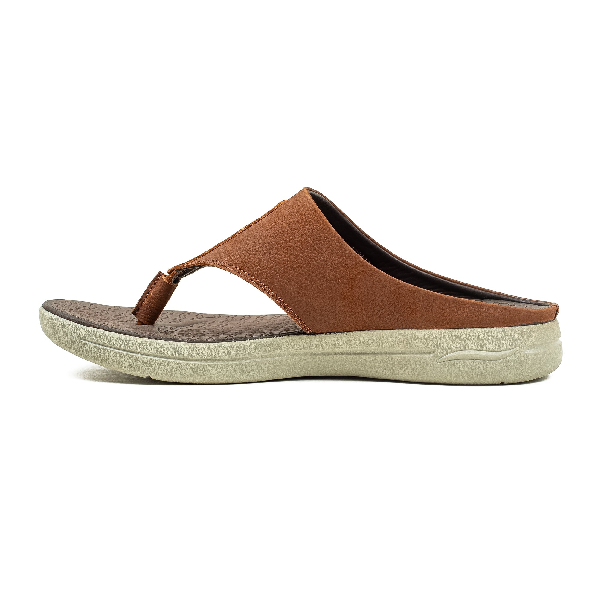 Men's Brown Nubuck Leather Toe-Post Sandals | Vibrant® Summer Sandals with Phylon Outsole and Cushioned Insole