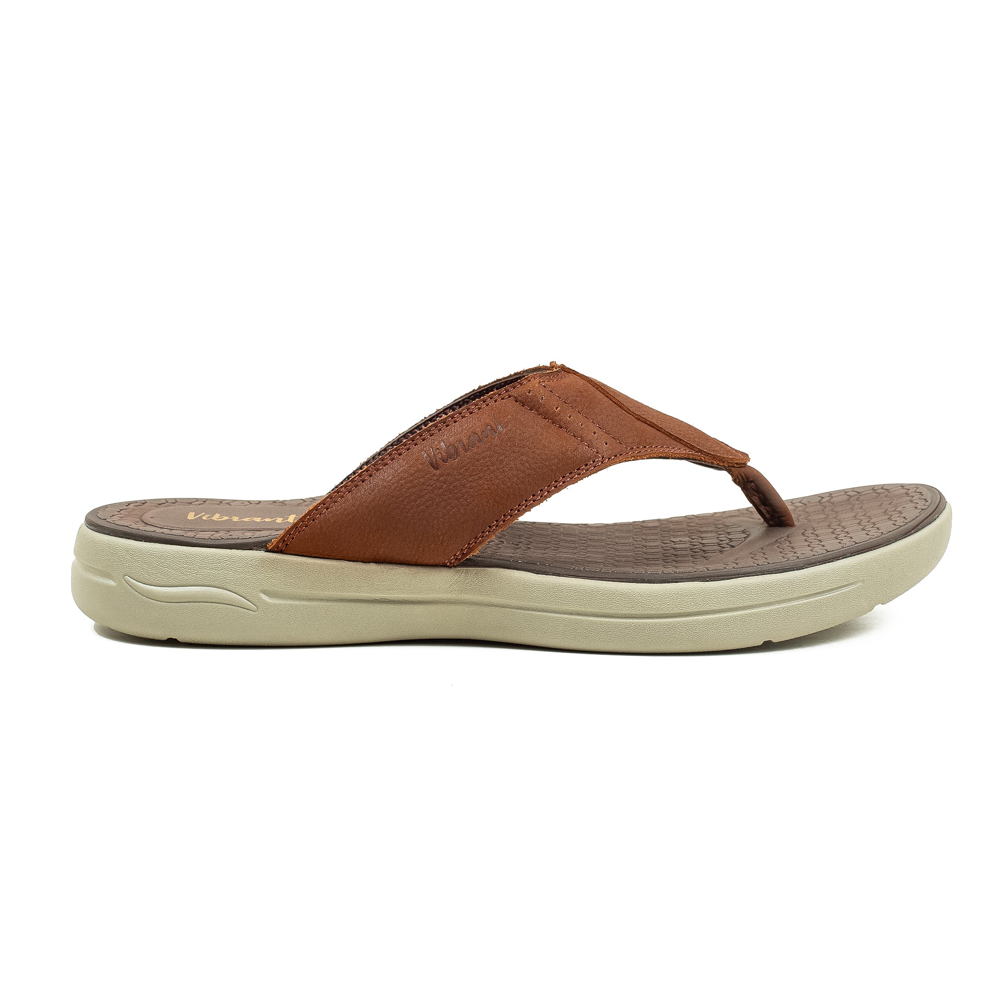 Men's Brown Nubuck Leather Toe-Post Sandals | Vibrant® Summer Sandals with Phylon Outsole and Cushioned Insole