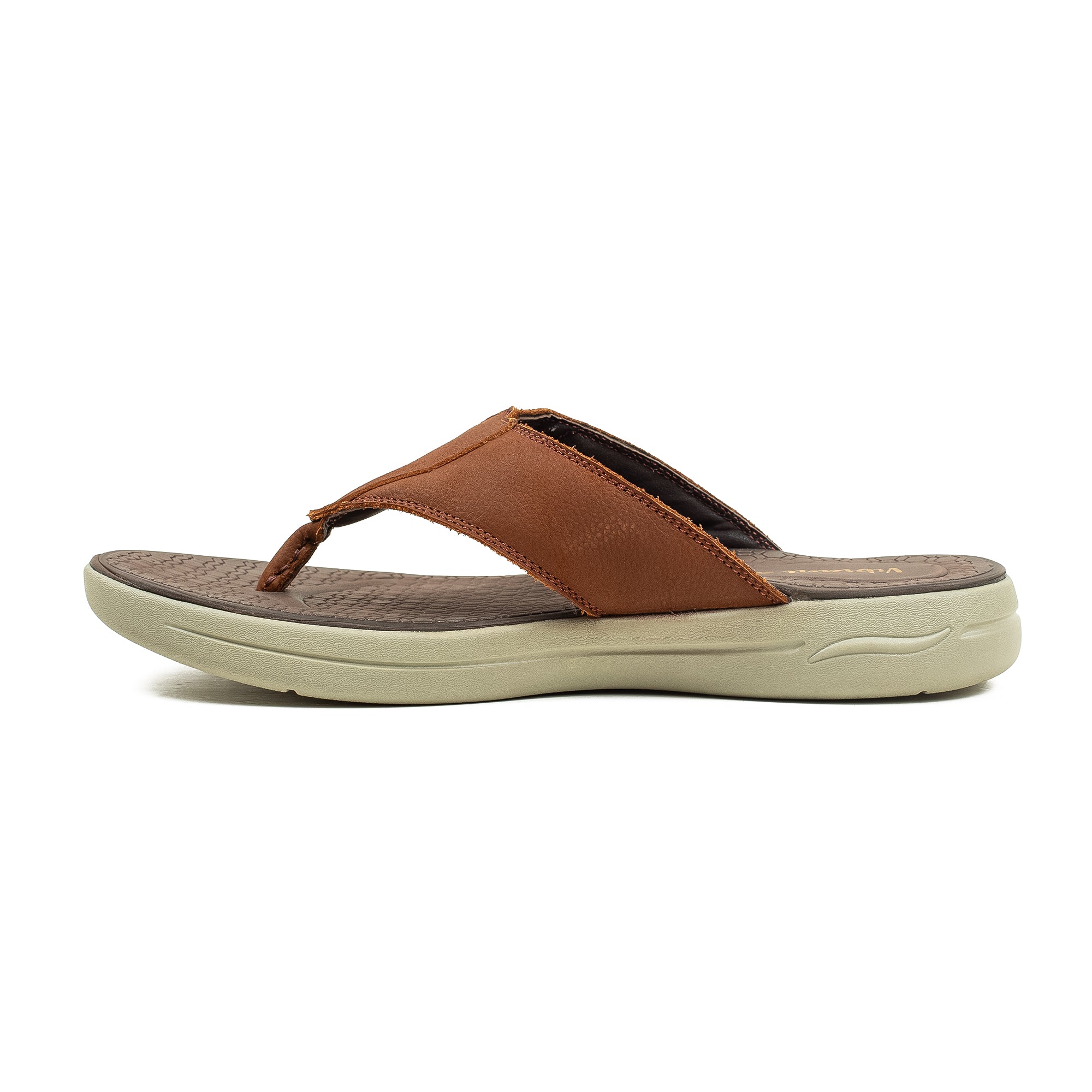 Men's Brown Nubuck Leather Toe-Post Sandals | Vibrant® Summer Sandals with Phylon Outsole and Cushioned Insole