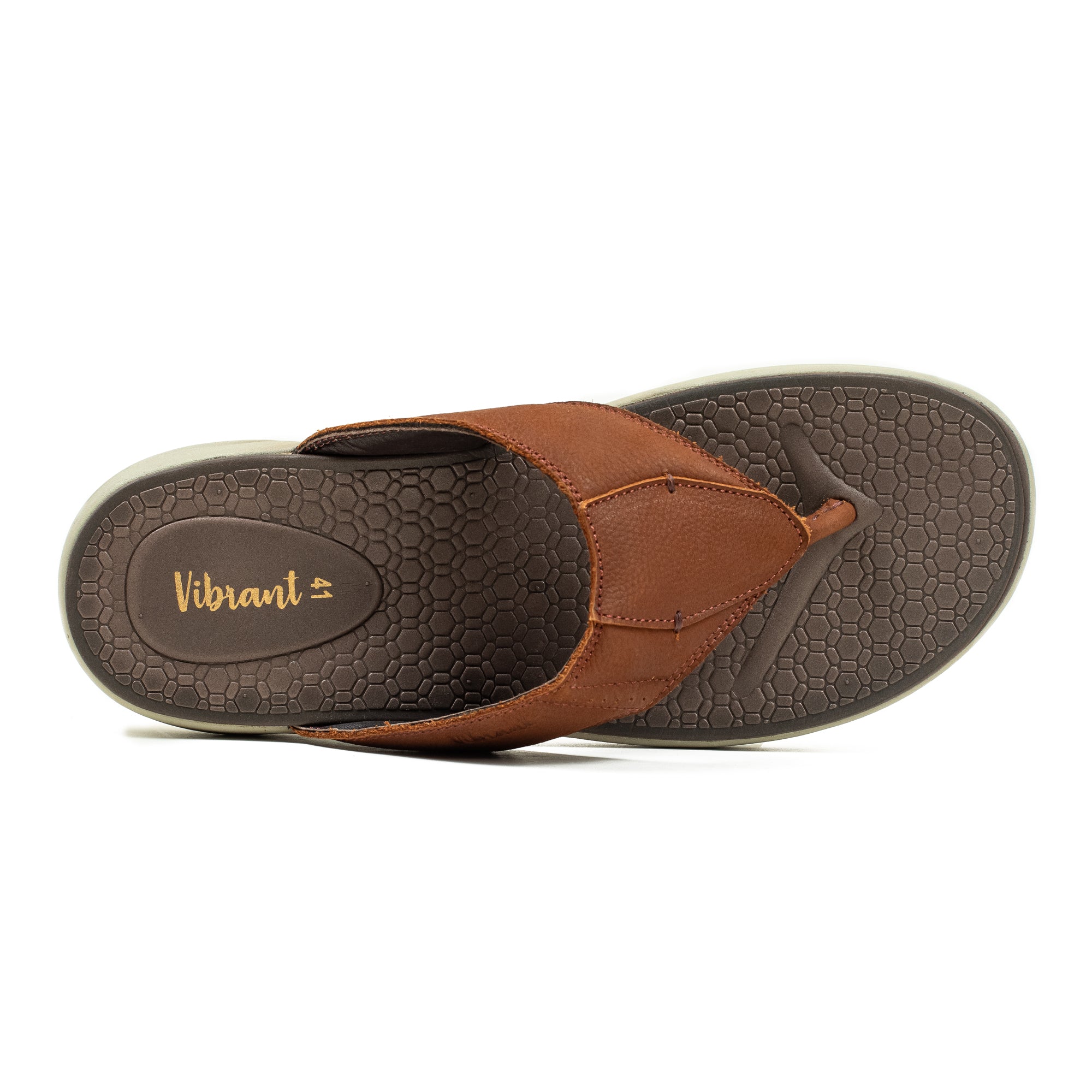 Men's Brown Nubuck Leather Toe-Post Sandals | Vibrant® Summer Sandals with Phylon Outsole and Cushioned Insole