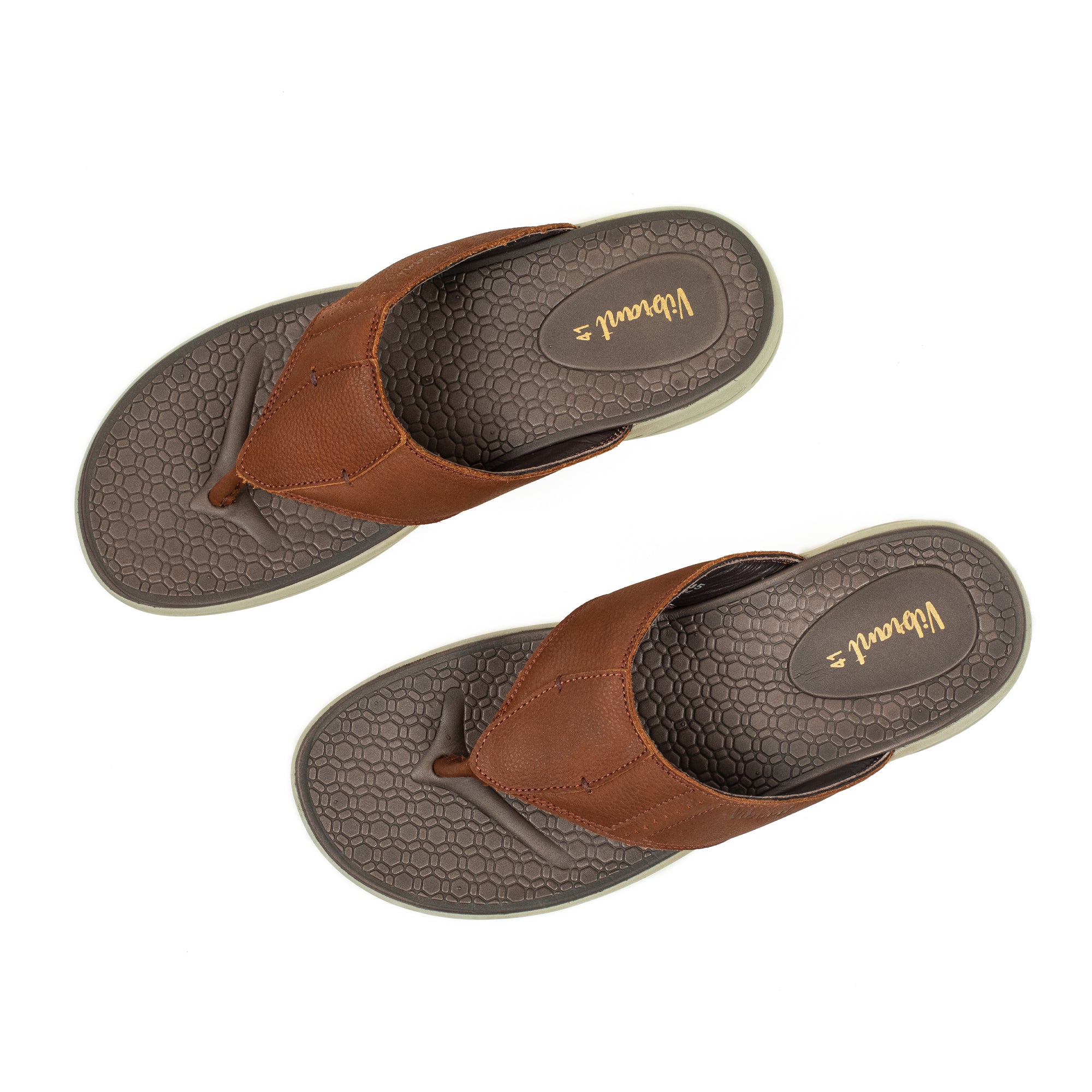 Men's Brown Nubuck Leather Toe-Post Sandals | Vibrant® Summer Sandals with Phylon Outsole and Cushioned Insole