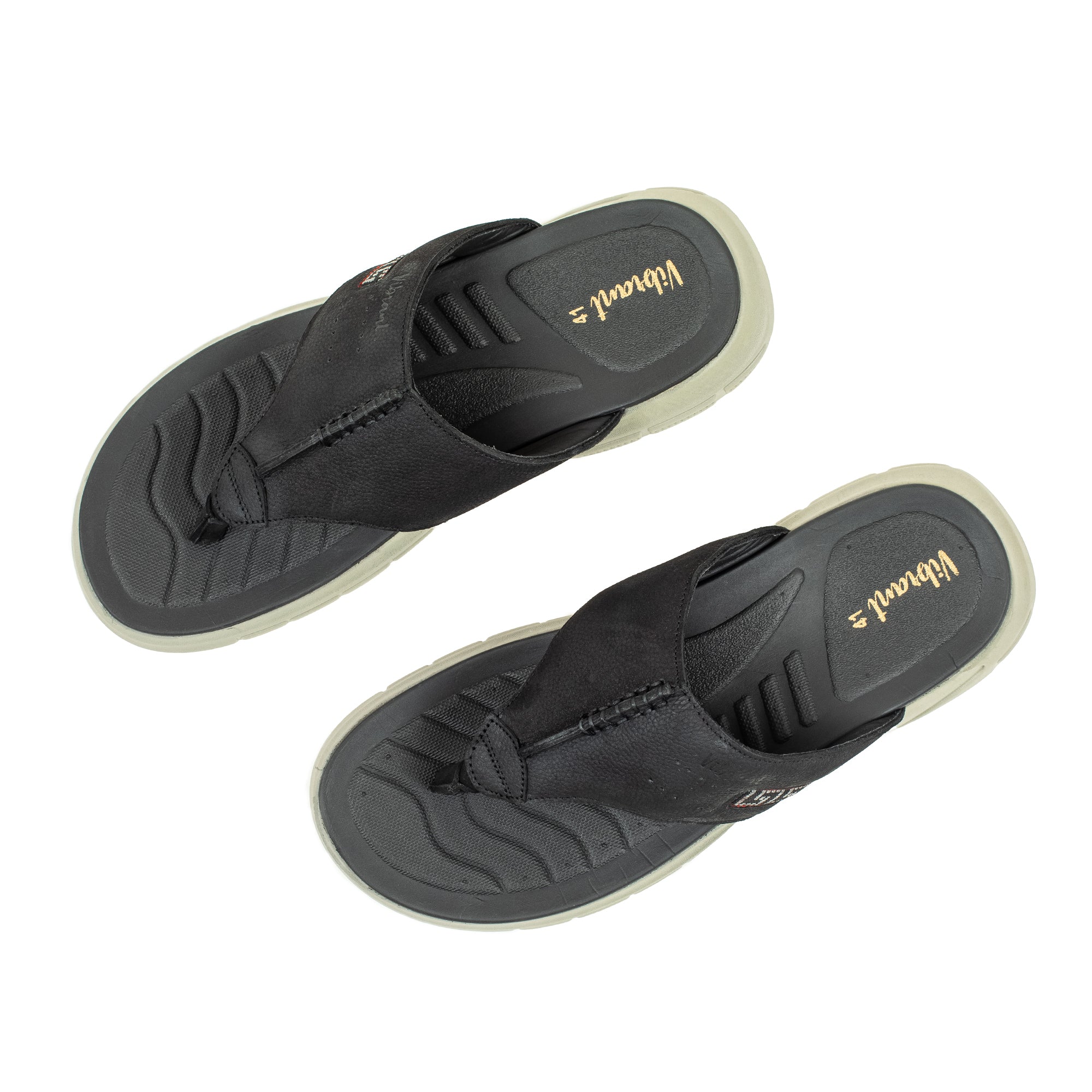 Men's Black Nubuck Leather Toe-Post Sandals | Vibrant® Summer Sandals with Phylon Outsole and Cushioned Insole