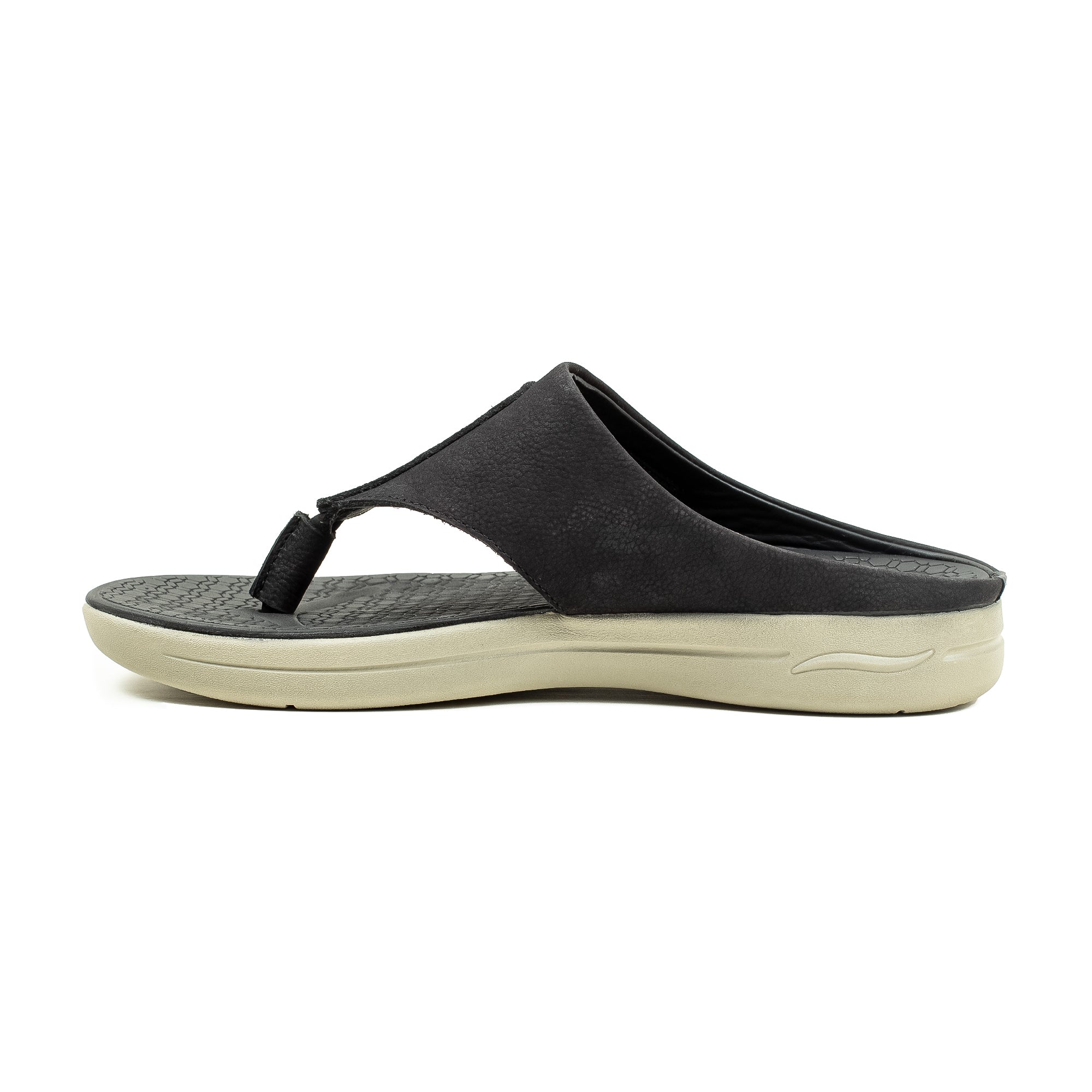 Men's Black Nubuck Leather Toe-Post Sandals | Vibrant® Summer Sandals with Phylon Outsole and Cushioned Insole