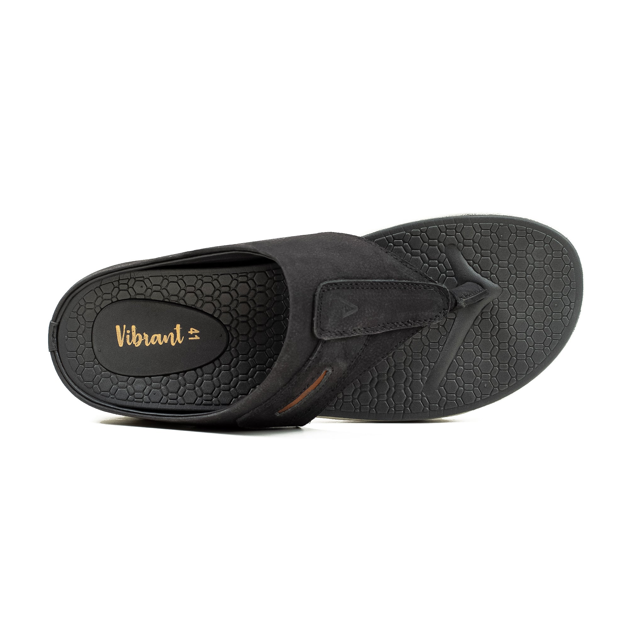 Men's Black Nubuck Leather Toe-Post Sandals | Vibrant® Summer Sandals with Phylon Outsole and Cushioned Insole