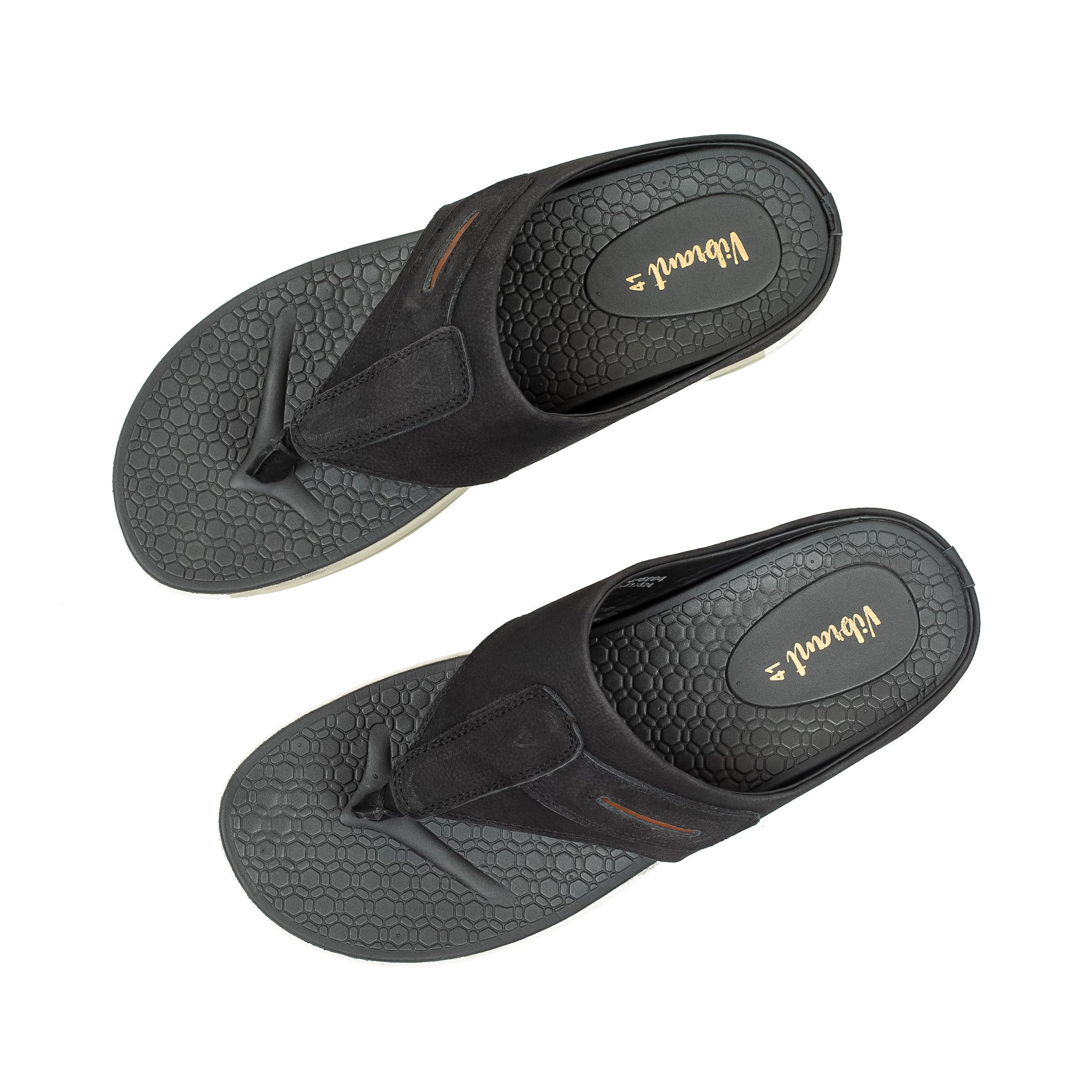 Men's Black Nubuck Leather Toe-Post Sandals | Vibrant® Summer Sandals with Phylon Outsole and Cushioned Insole