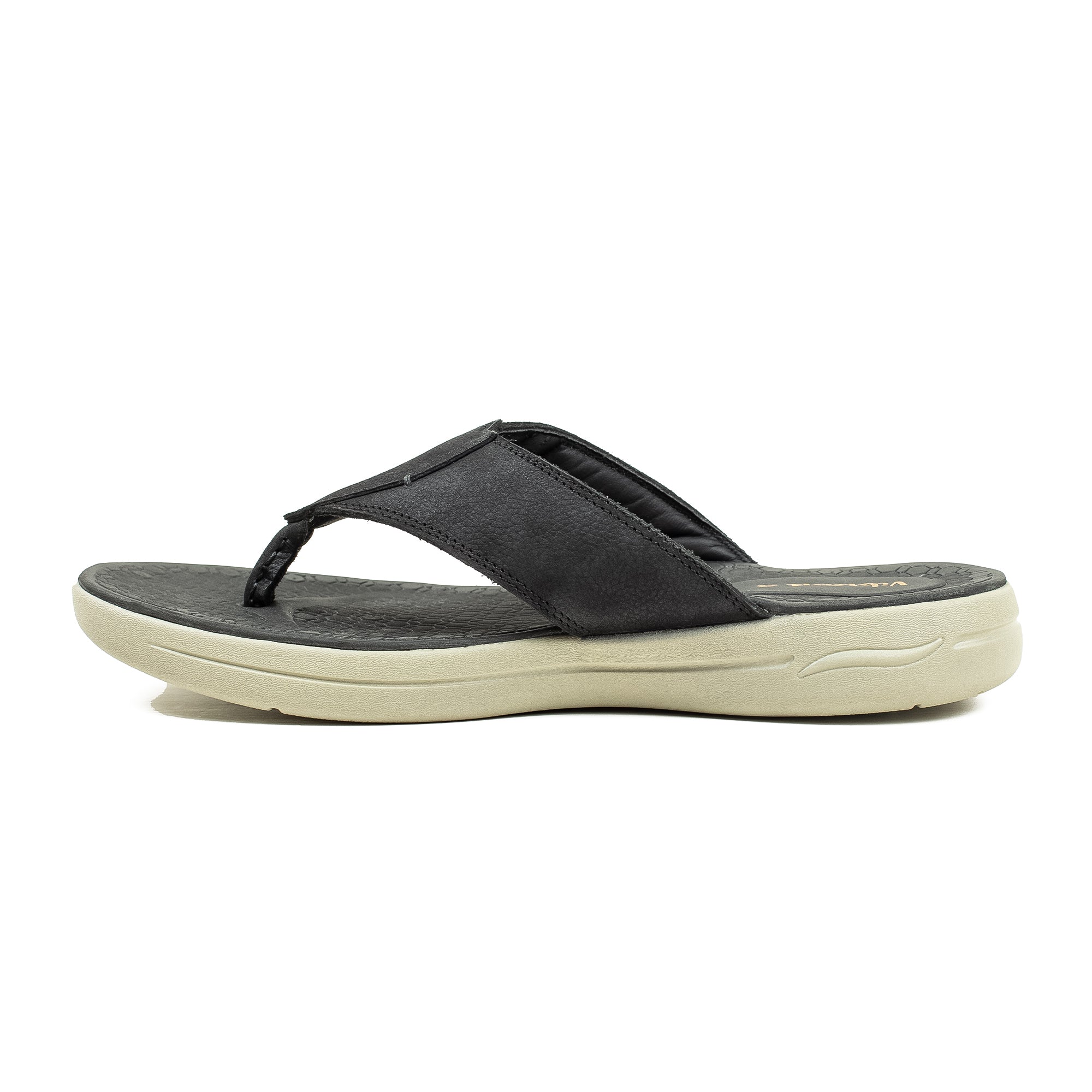 Men's Black Nubuck Leather Toe-Post Sandals | Vibrant® Summer Sandals with Phylon Outsole and Cushioned Insole