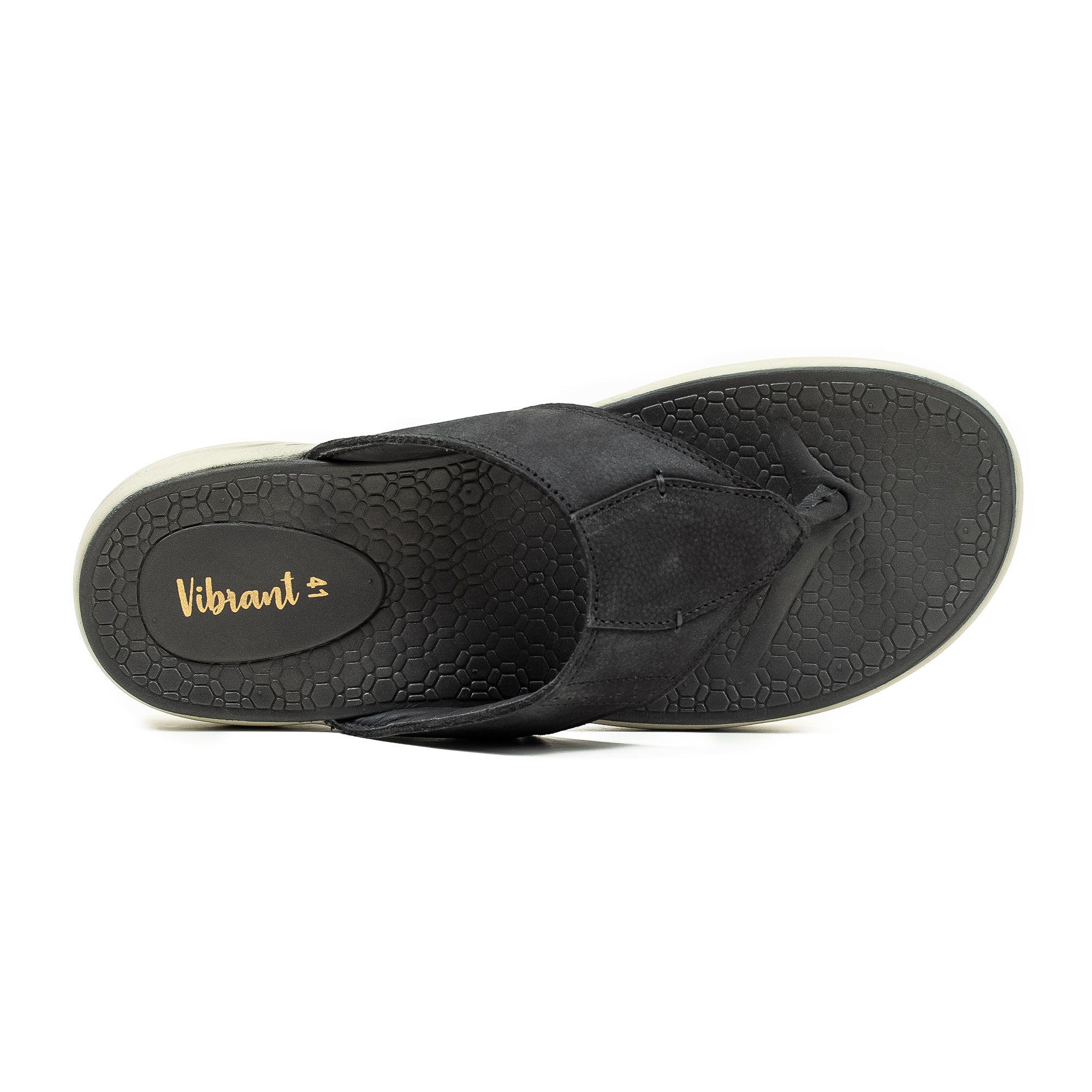 Men's Black Nubuck Leather Toe-Post Sandals | Vibrant® Summer Sandals with Phylon Outsole and Cushioned Insole