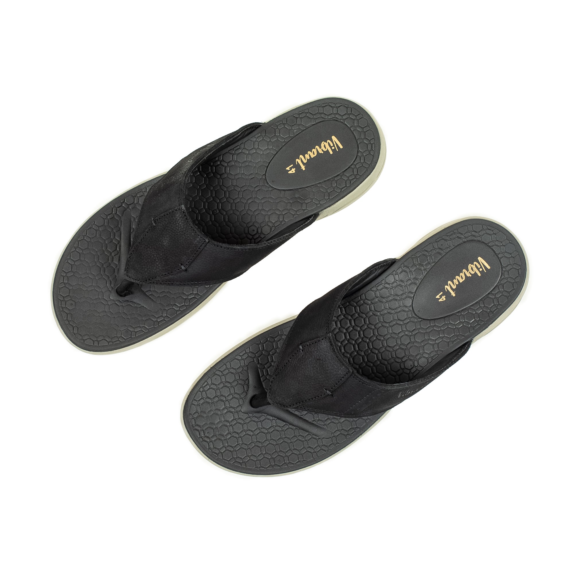 Men's Black Nubuck Leather Toe-Post Sandals | Vibrant® Summer Sandals with Phylon Outsole and Cushioned Insole