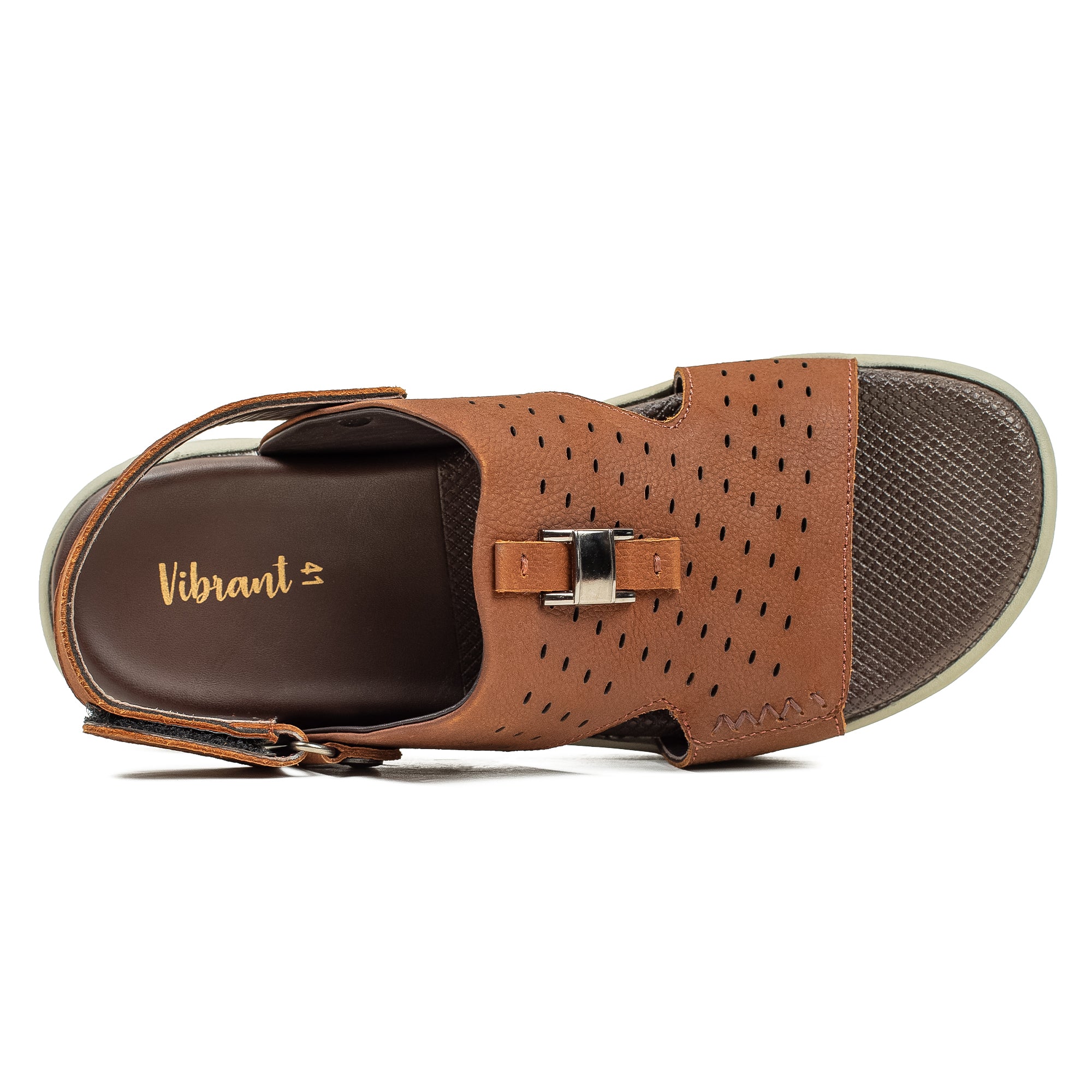 Vibrant Men's Brown Nubuck Leather Diabetic-Friendly Sandal with Phylon Outsole & Cushioned Insole