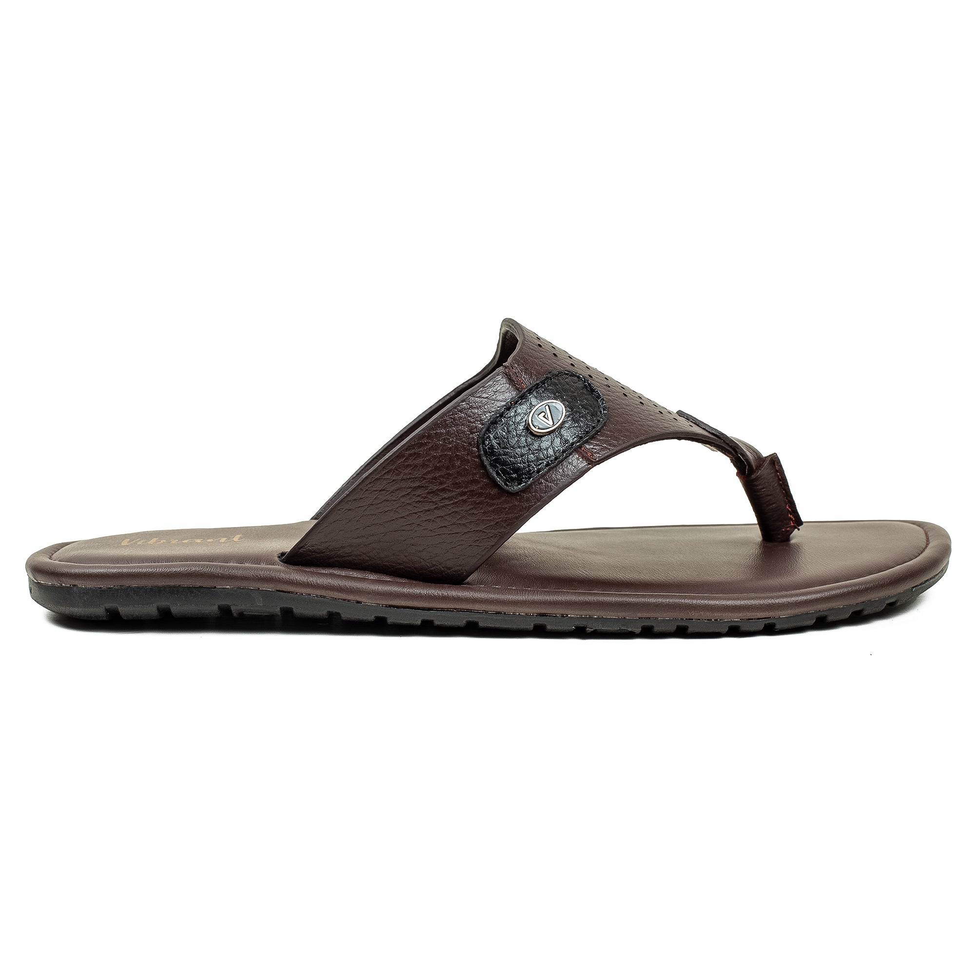 Vibrant Men's Brown Leather Toe-Post Sandal – Stylish & Comfortable Casual Wear