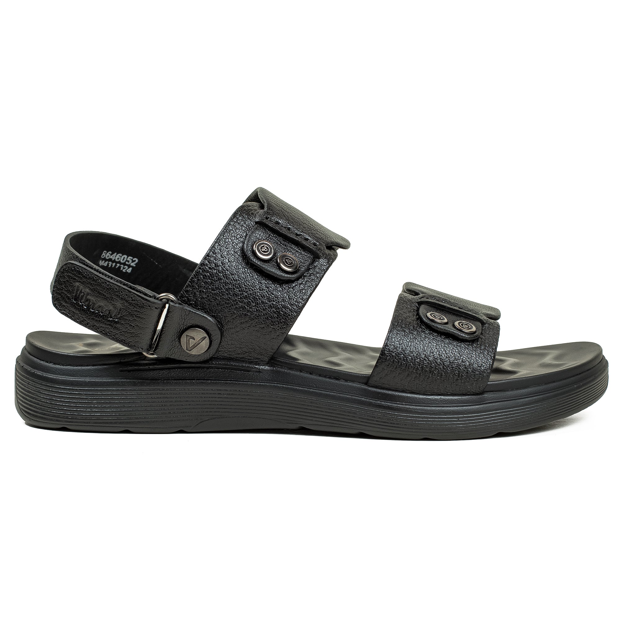 Vibrant Men's Black Genuine Leather Sandal – Lightweight Phylon Sole & Cushioned Insole for Maximum Comfort