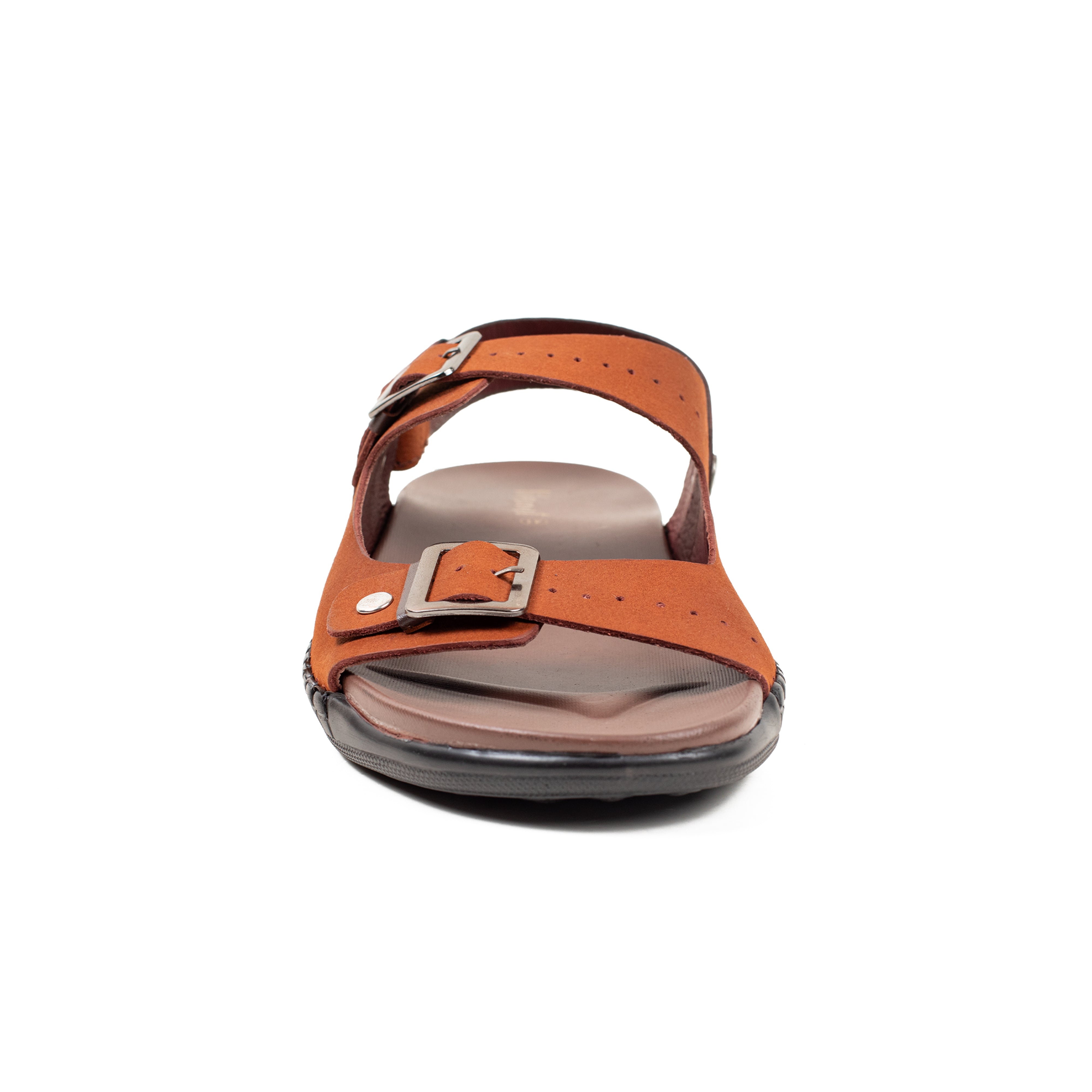 Men's Nubuck Leather Brown Sandals | Vibrant® Adjustable Buckle Straps Casual Sandals with Comfort Sole