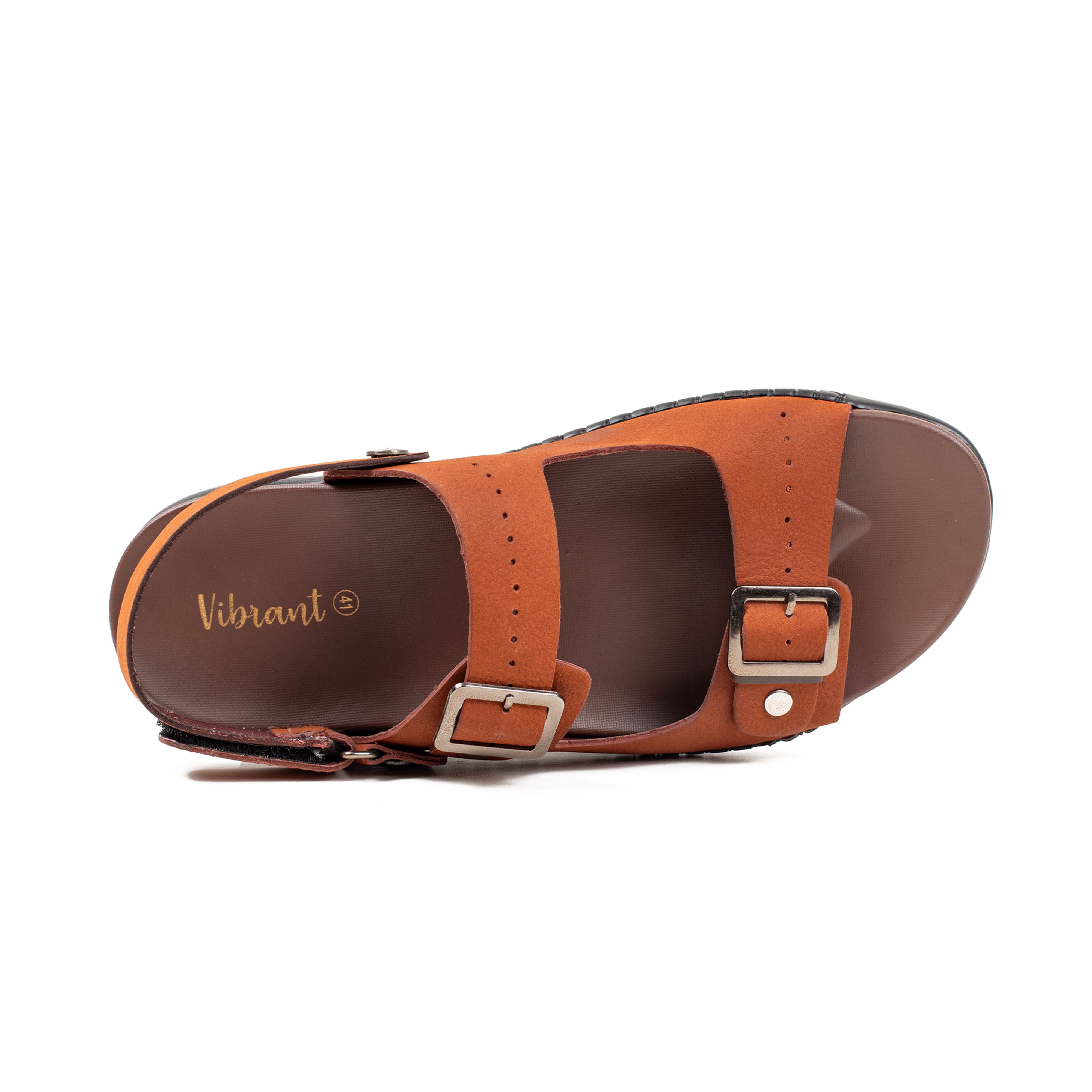 Men's Nubuck Leather Brown Sandals | Vibrant® Adjustable Buckle Straps Casual Sandals with Comfort Sole