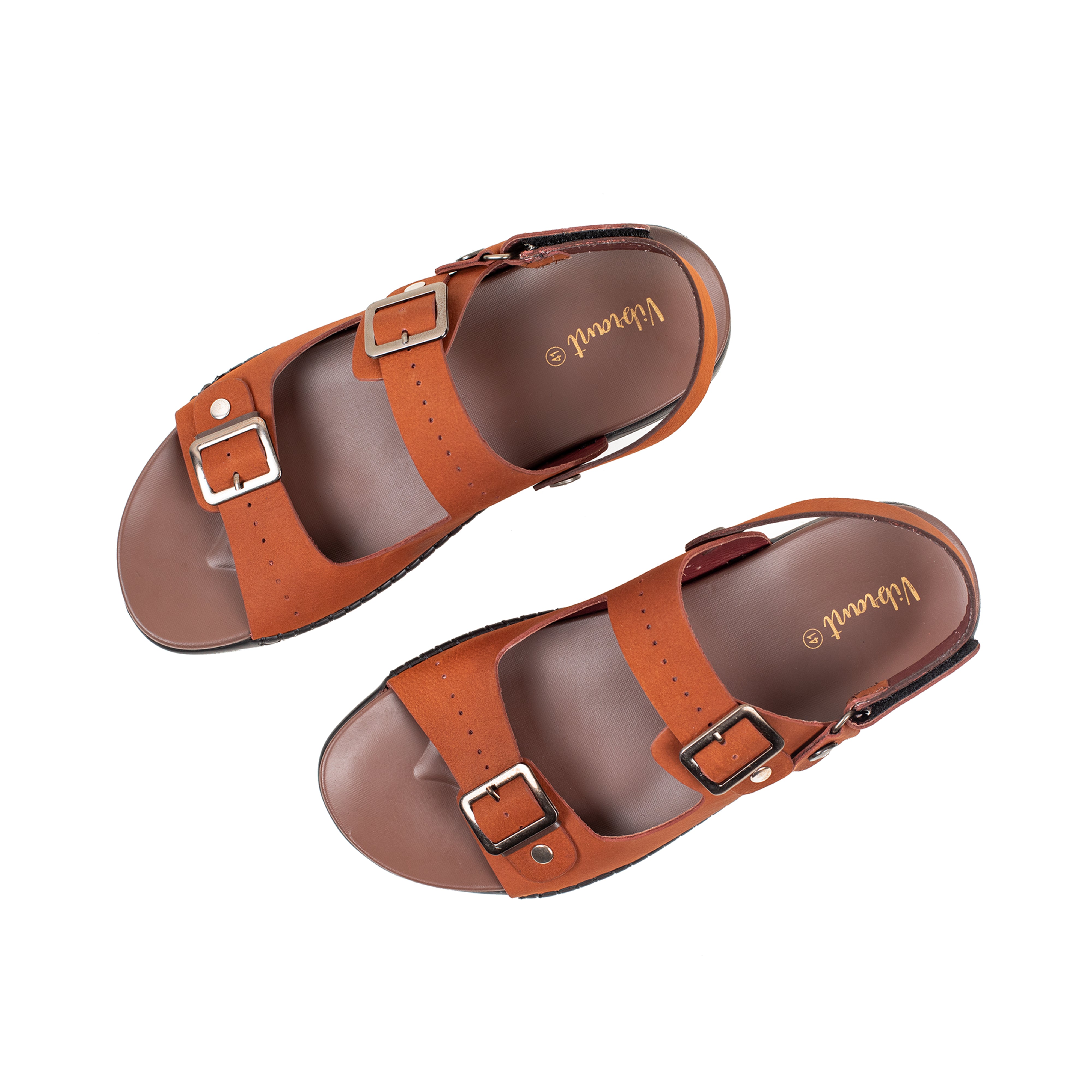 Men's Nubuck Leather Brown Sandals | Vibrant® Adjustable Buckle Straps Casual Sandals with Comfort Sole