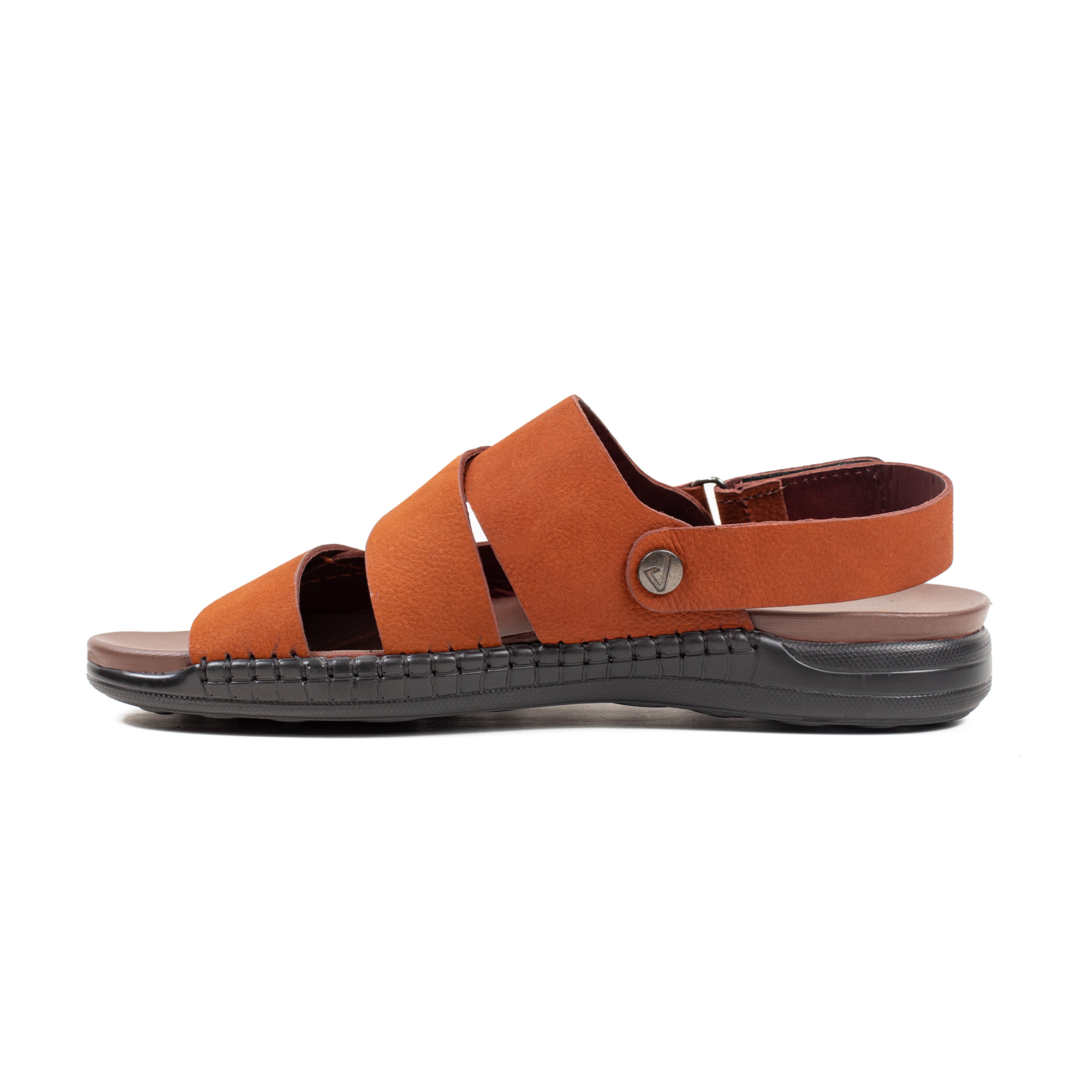 Men's Premium Brown Nubac Leather Sandals | Vibrant® Adjustable Casual Slip-On with Comfort Sole