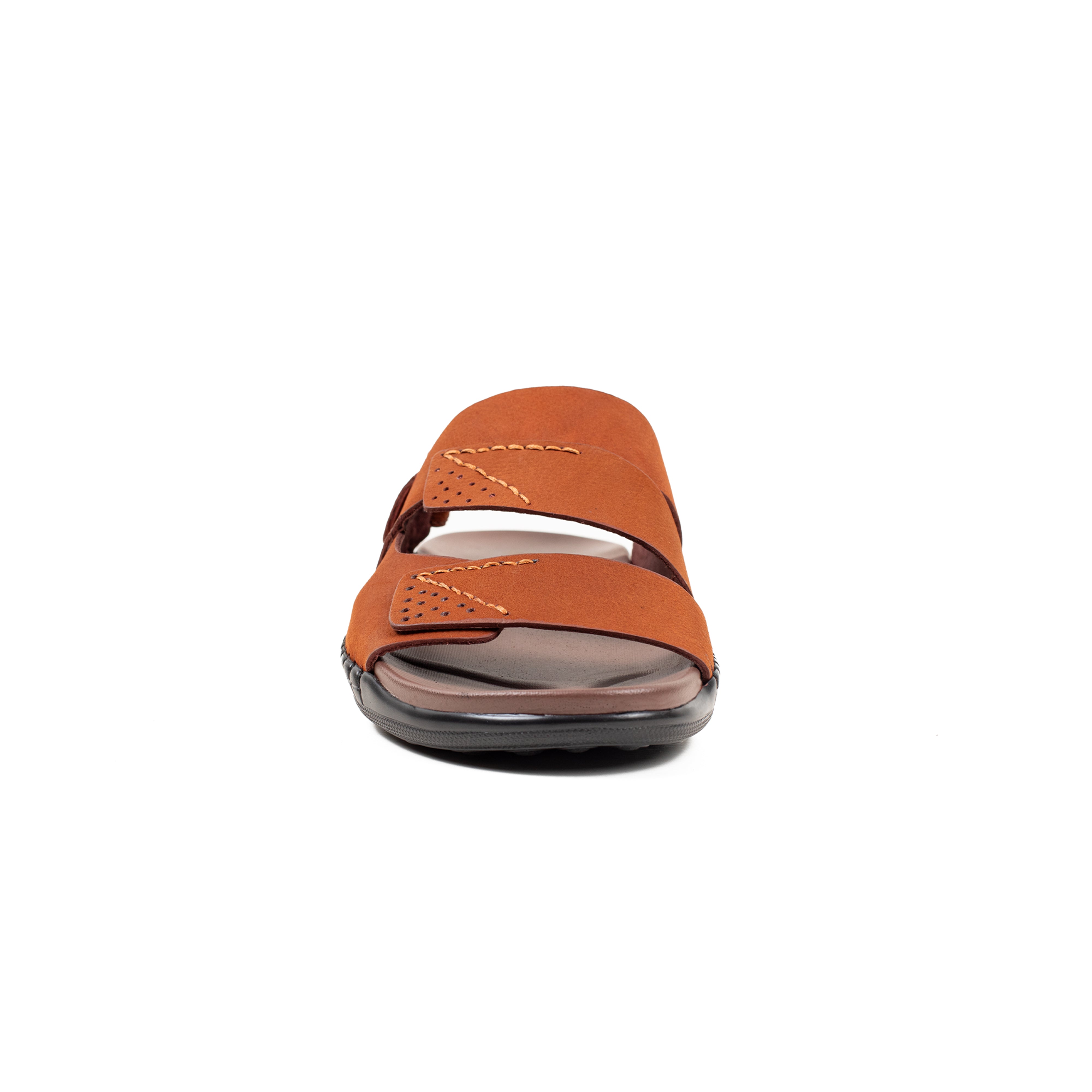 Men's Premium Brown Nubac Leather Sandals | Vibrant® Adjustable Casual Slip-On with Comfort Sole