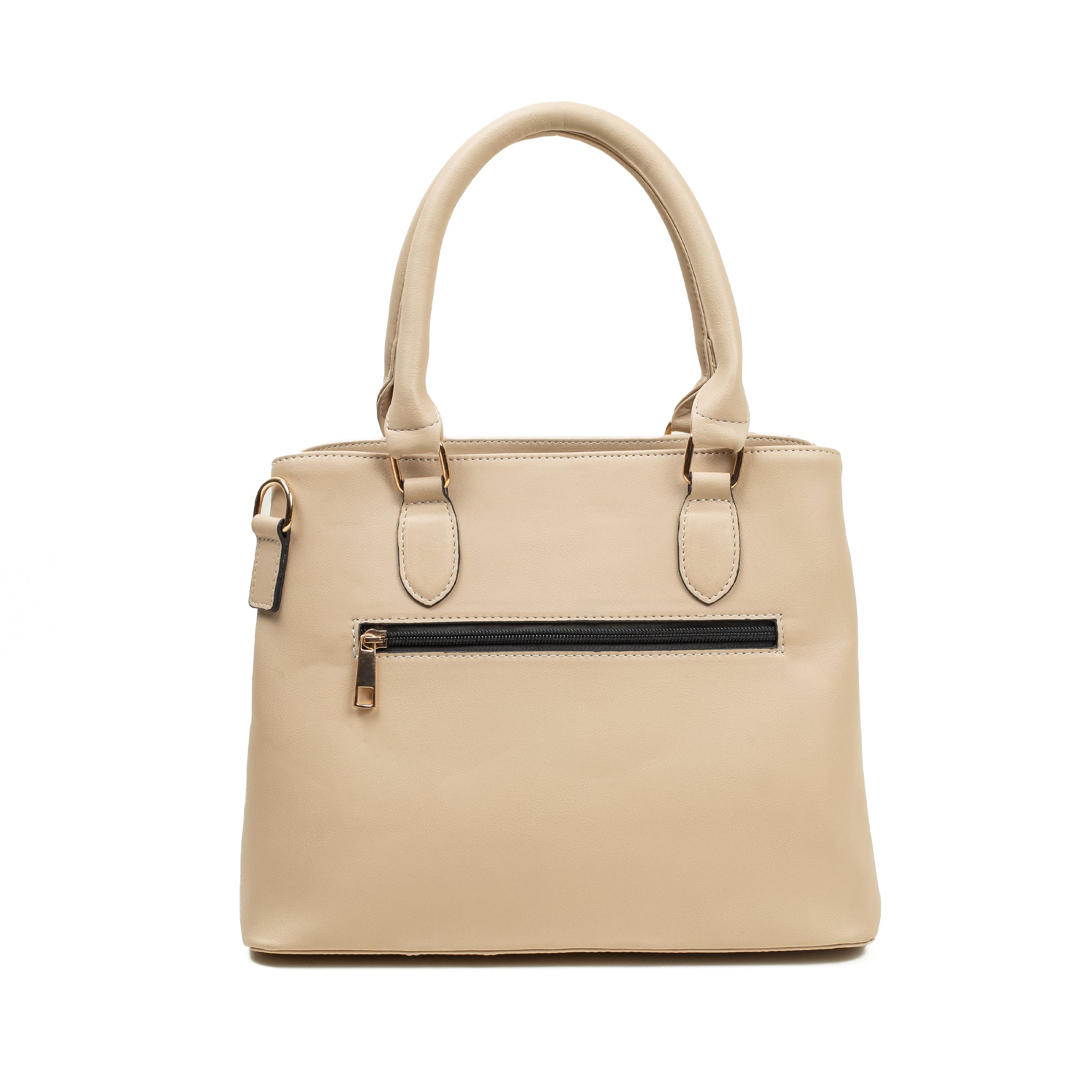 Elegant Ladies PU Leather Handbag in Beige | Vibrant® Multi-Compartment Tote with Flap Pocket