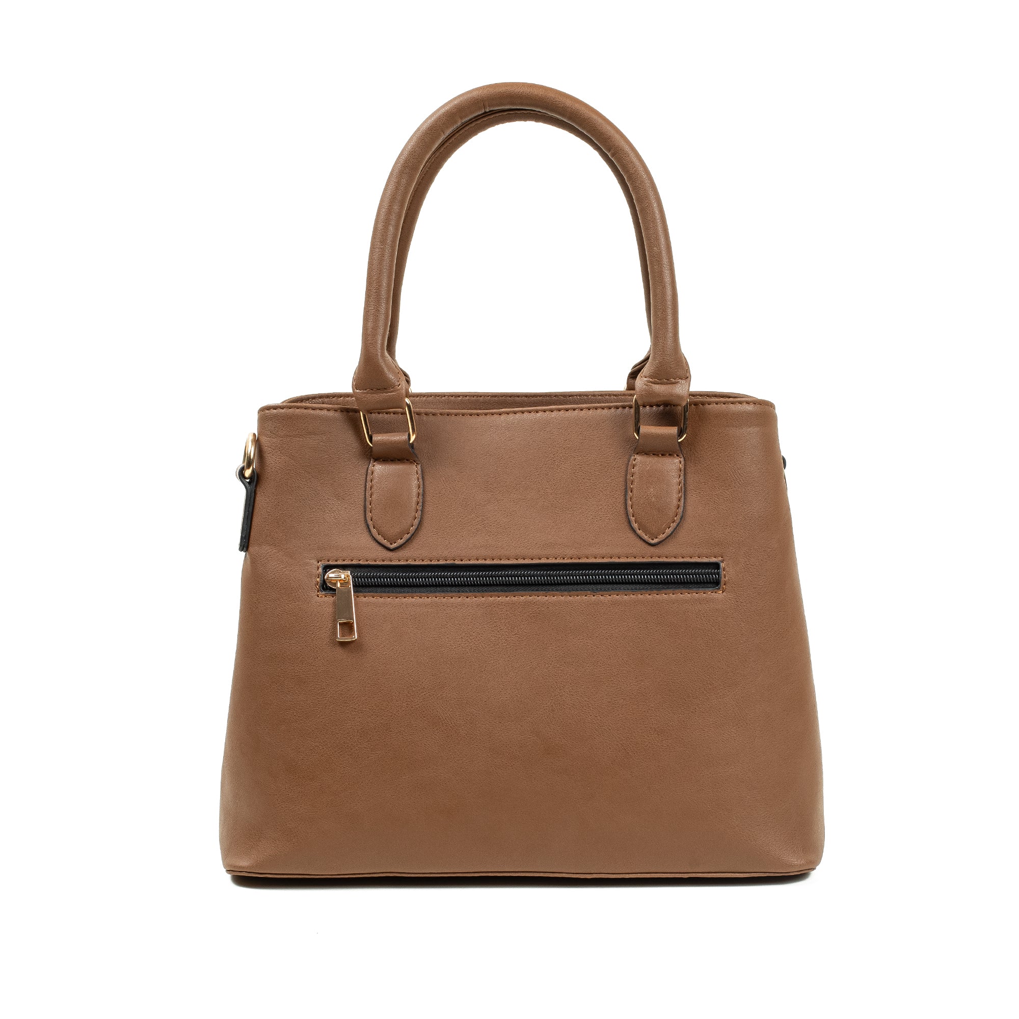 Elegant Ladies PU Leather Handbag in Tan | Vibrant® Multi-Compartment Tote with Flap Pocket