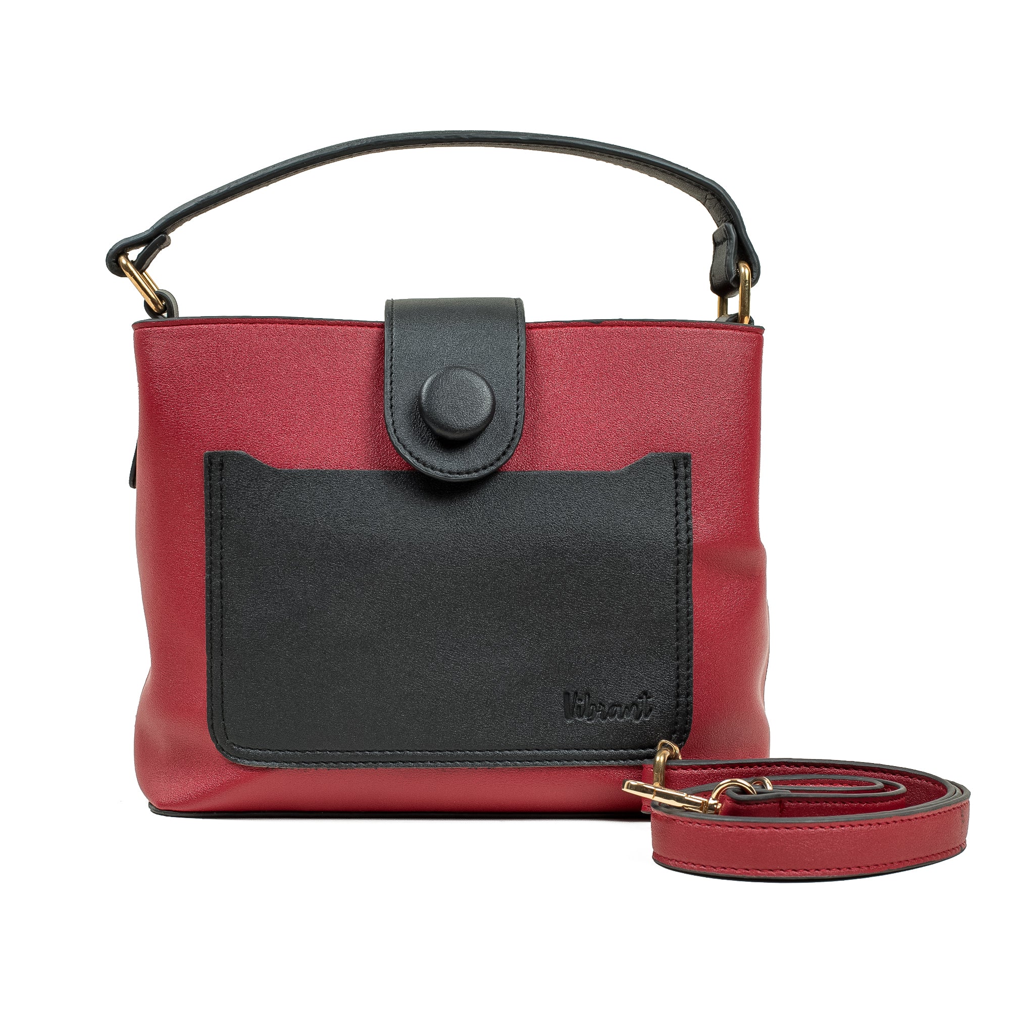 Vibrant Women's Red & Black PU Leather Handbag – Stylish & Trendy Shoulder Bag