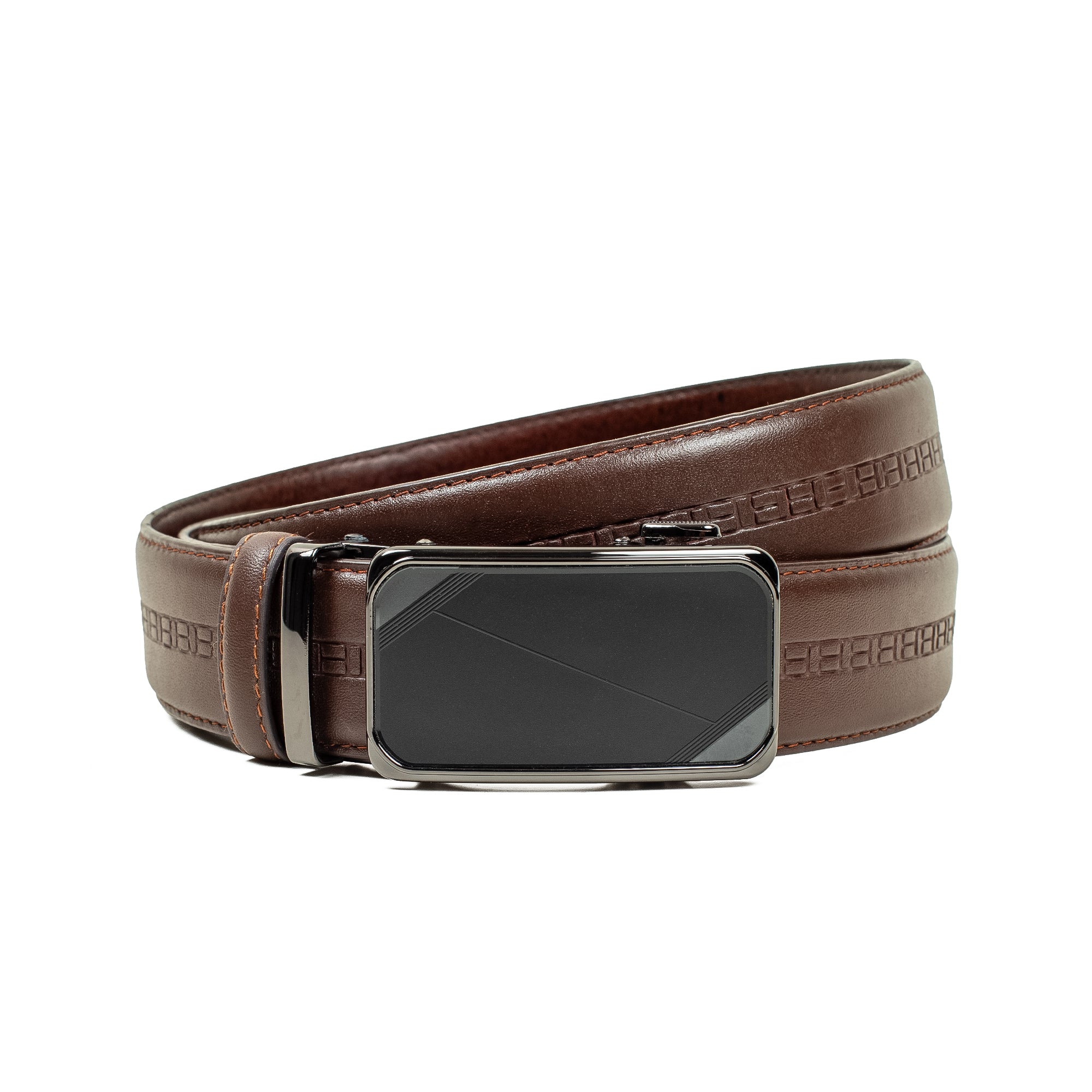 Vibrant Men's Premium Leather Belt – Brown Automatic Gear Buckle Belt for Formal & Casual Wear