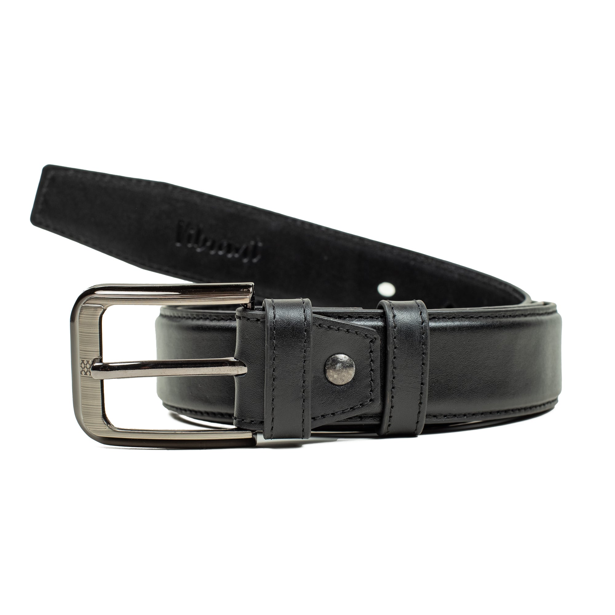 Men's Black Genuine Leather Belt with Sleek Design and Durable Metal Buckle