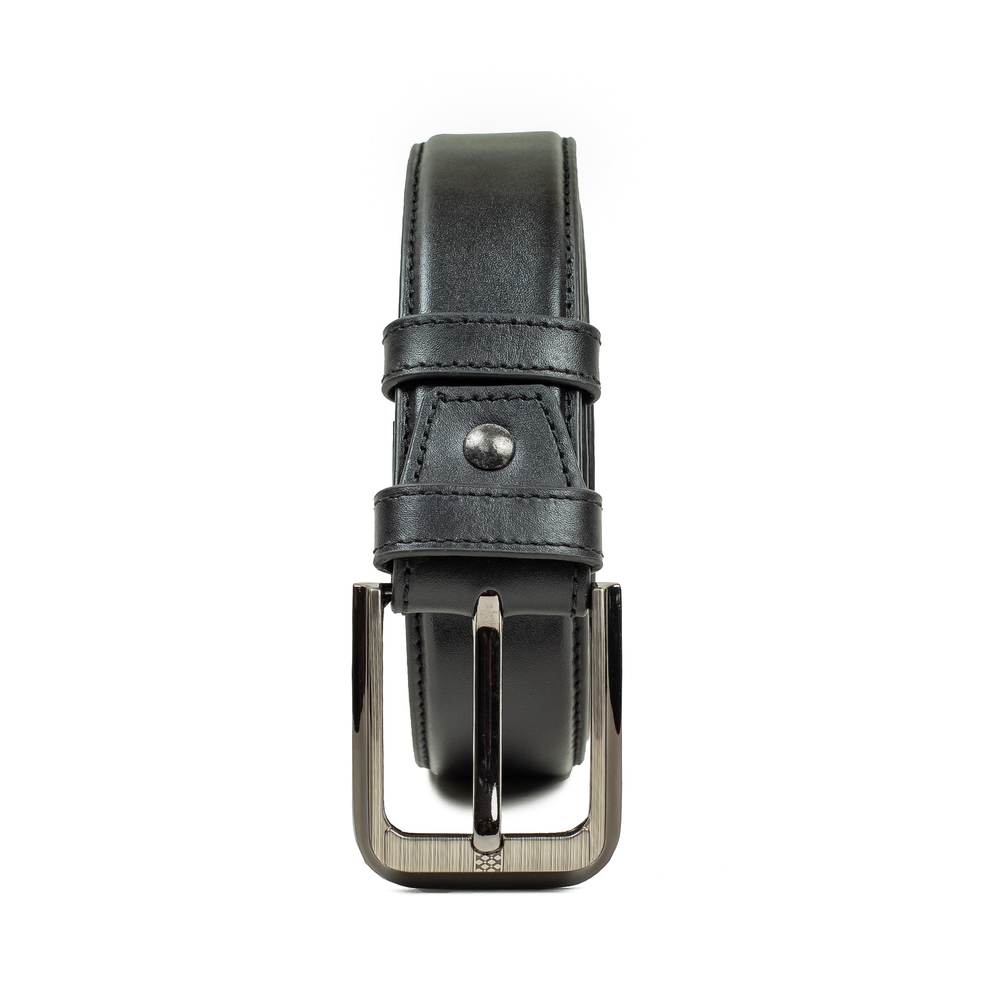 Men's Black Genuine Leather Belt with Sleek Design and Durable Metal Buckle