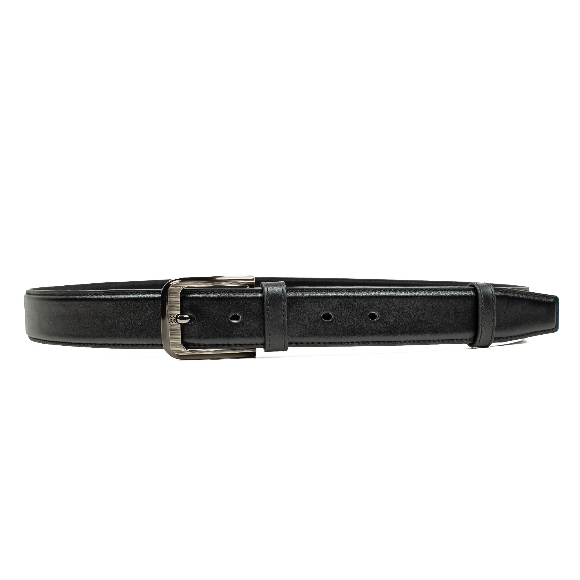 Men's Black Genuine Leather Belt with Sleek Design and Durable Metal Buckle