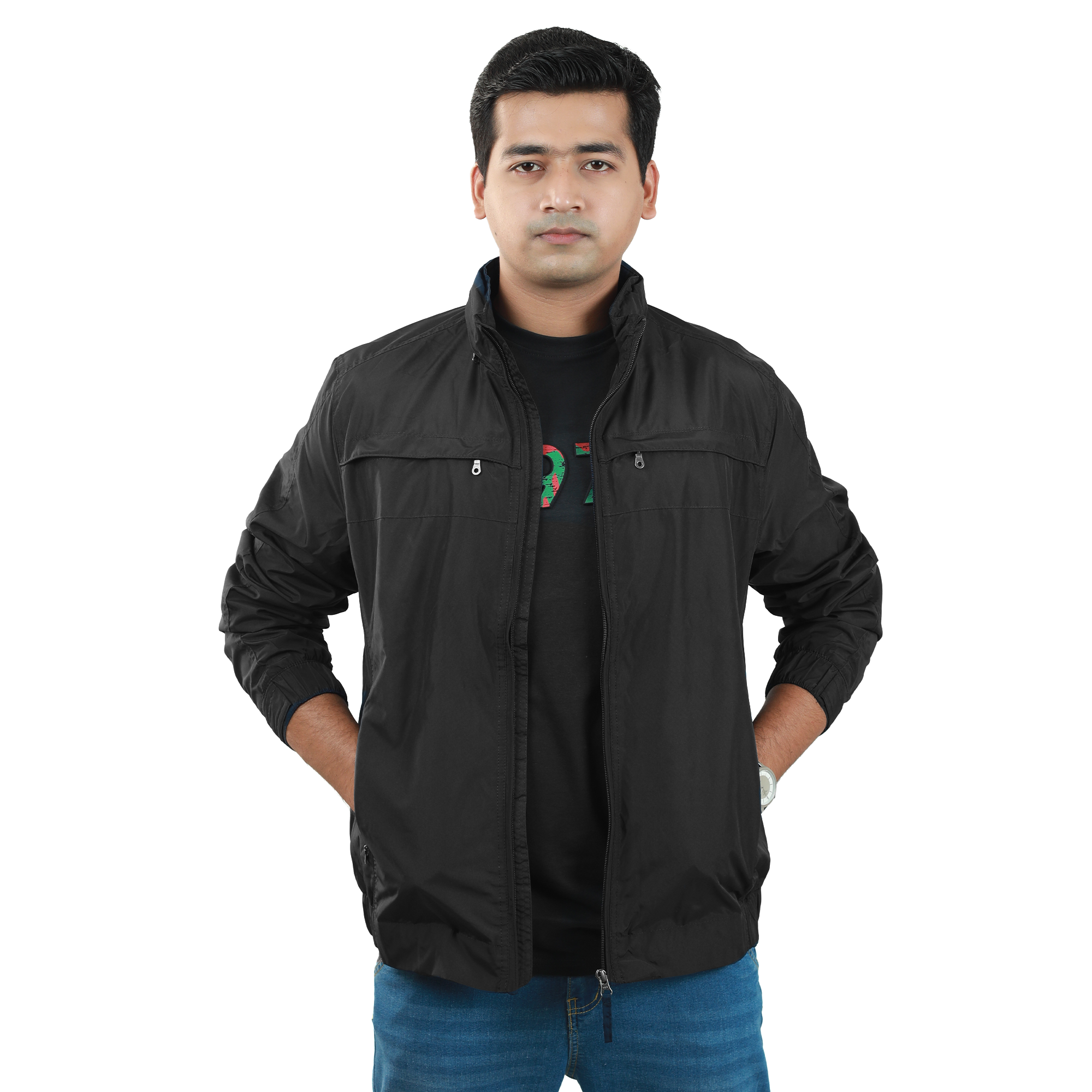 MEN JACKET WITH ADJUSTABLE HOOD - Vibrantbd.com